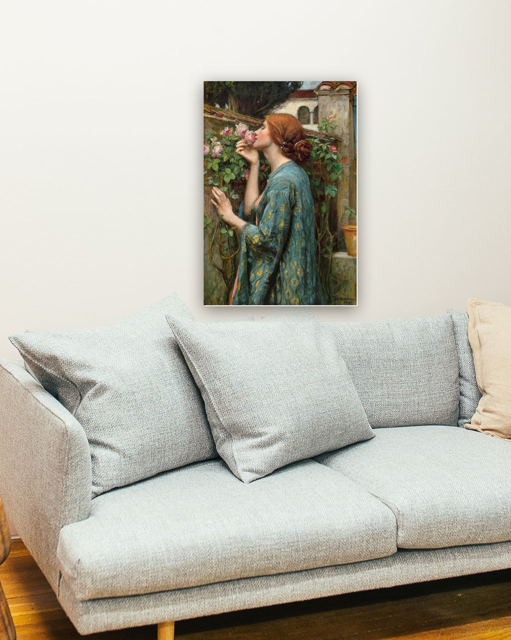 A Alma da Rosa (1908) de John W. Waterhouse na parede de uma sala