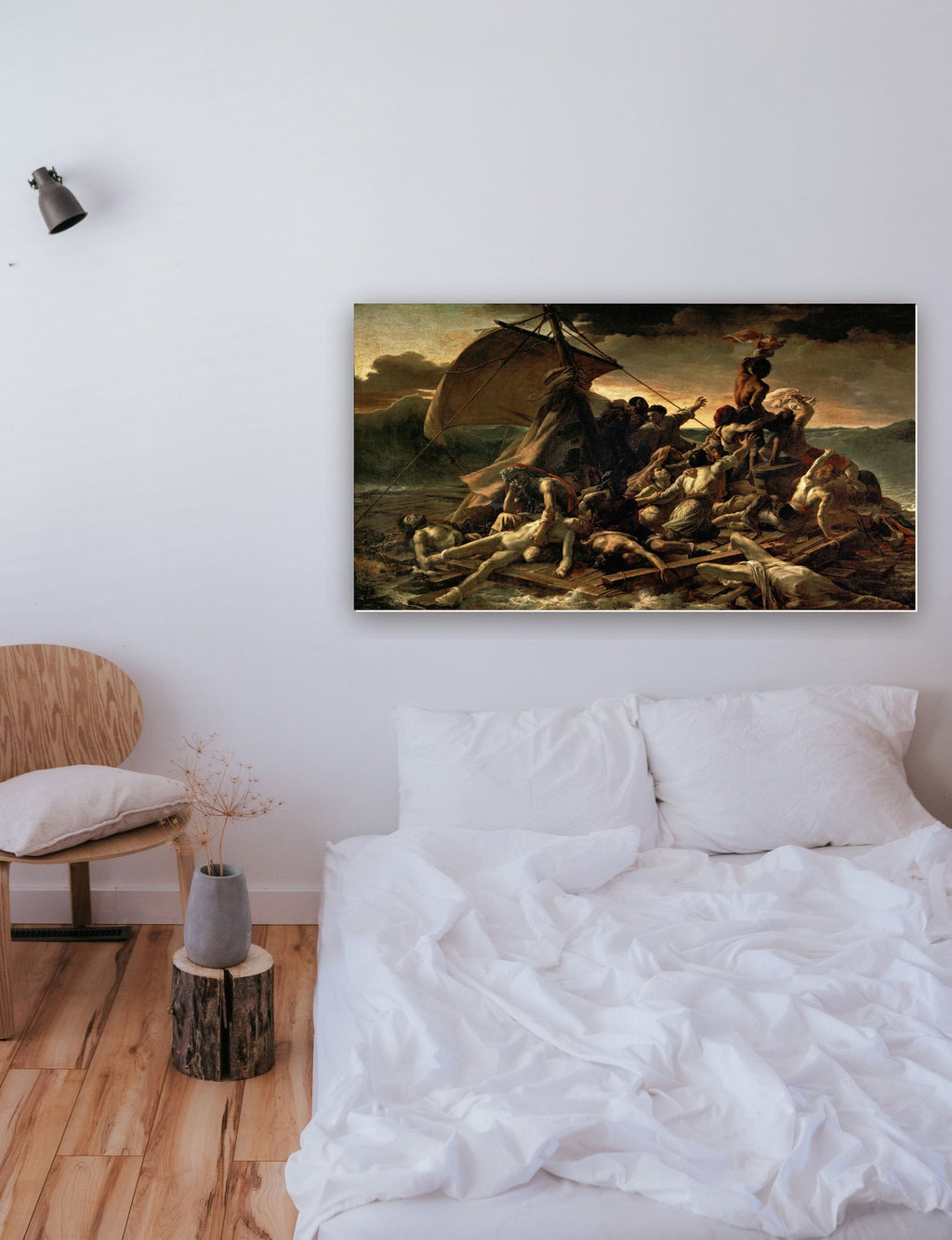 A Balsa da Medusa de Théodore Géricault na parede de um quarto