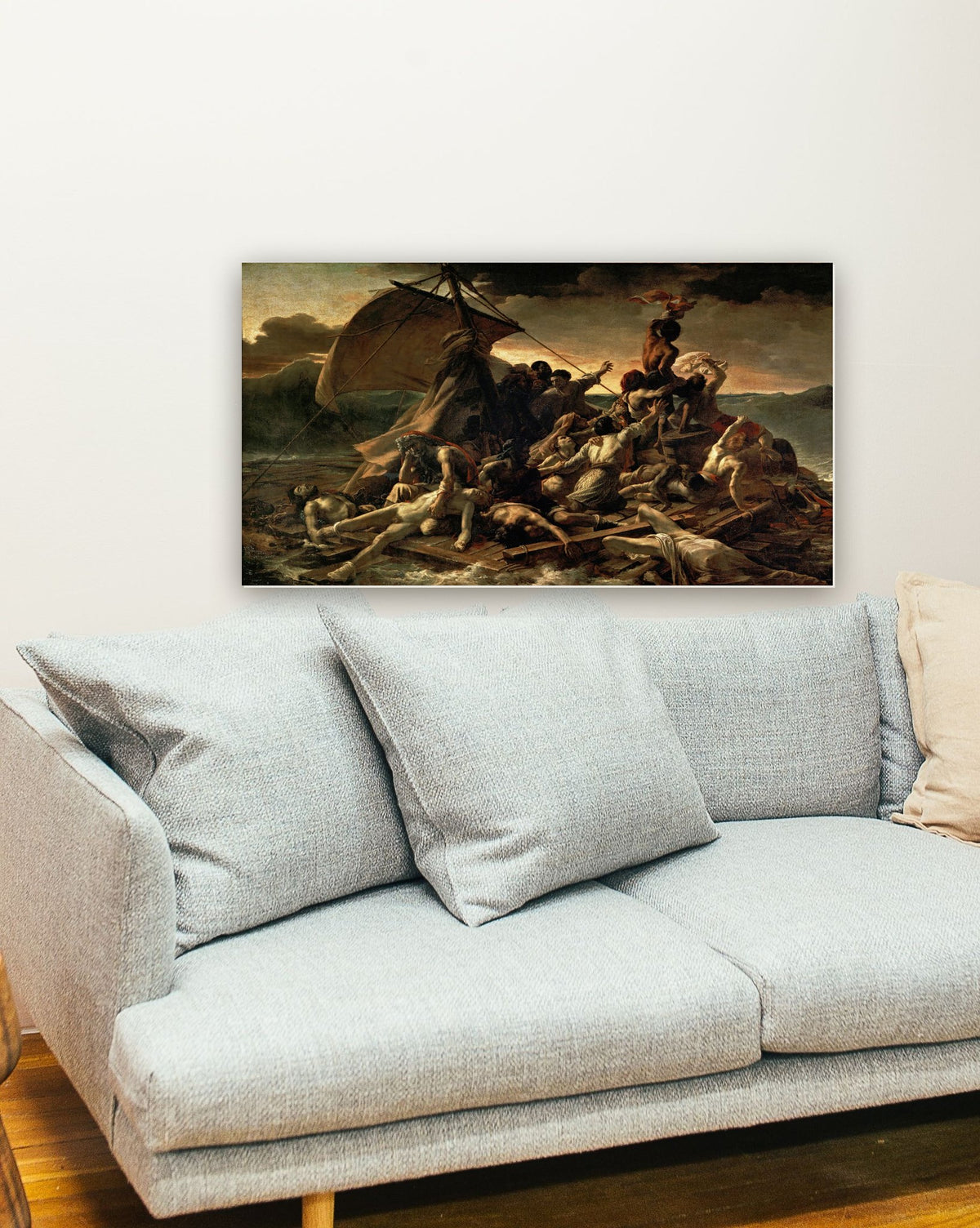 A Balsa da Medusa de Théodore Géricault na parede de uma sala