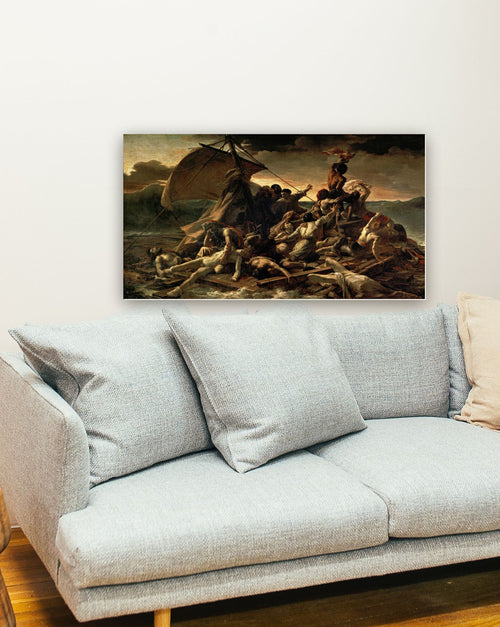 A Balsa da Medusa de Théodore Géricault na parede de uma sala
