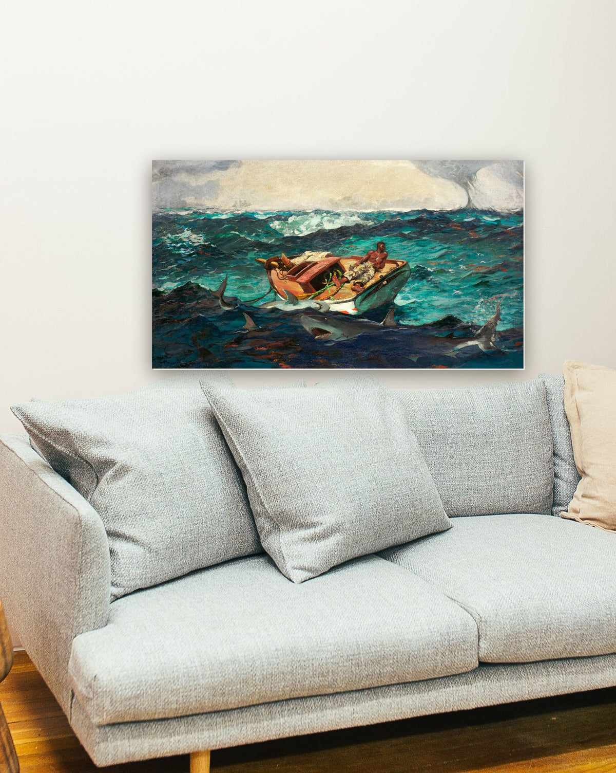A Corrente do Golfo (1899) de Winslow Homer na parede de uma sala