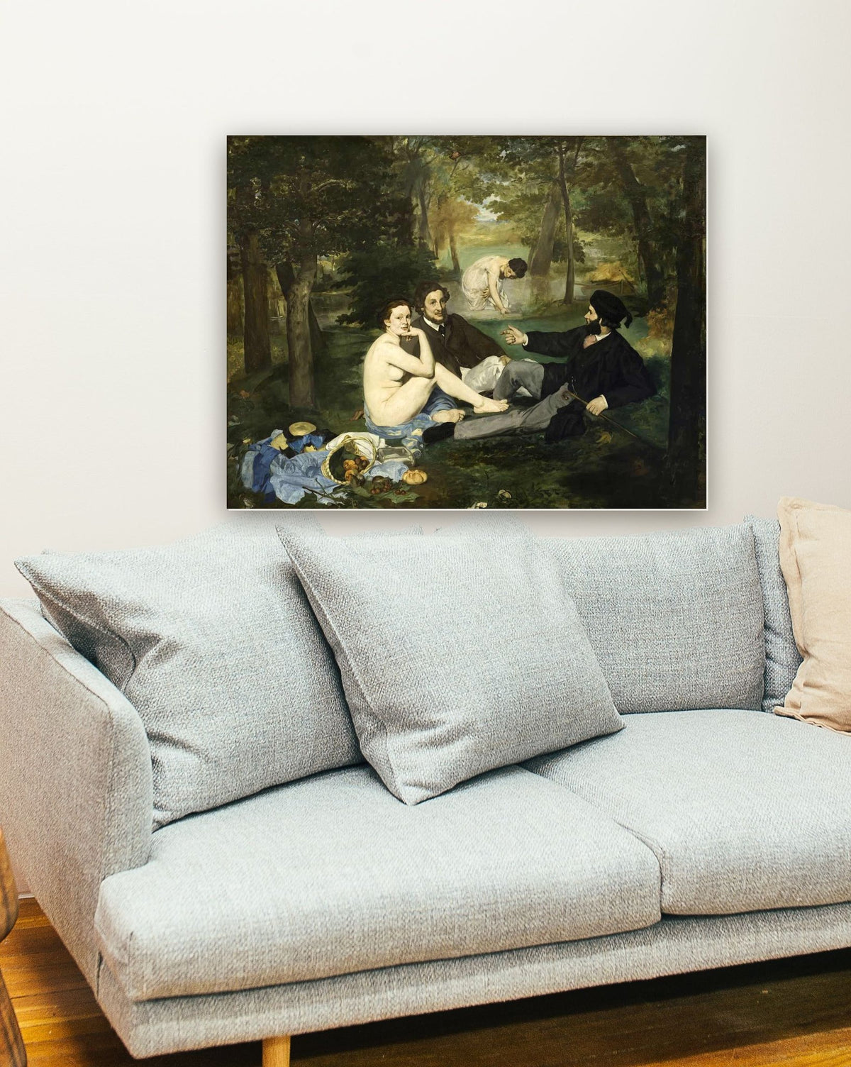 Almoço na Relva de Édouard Manet na parede de uma sala