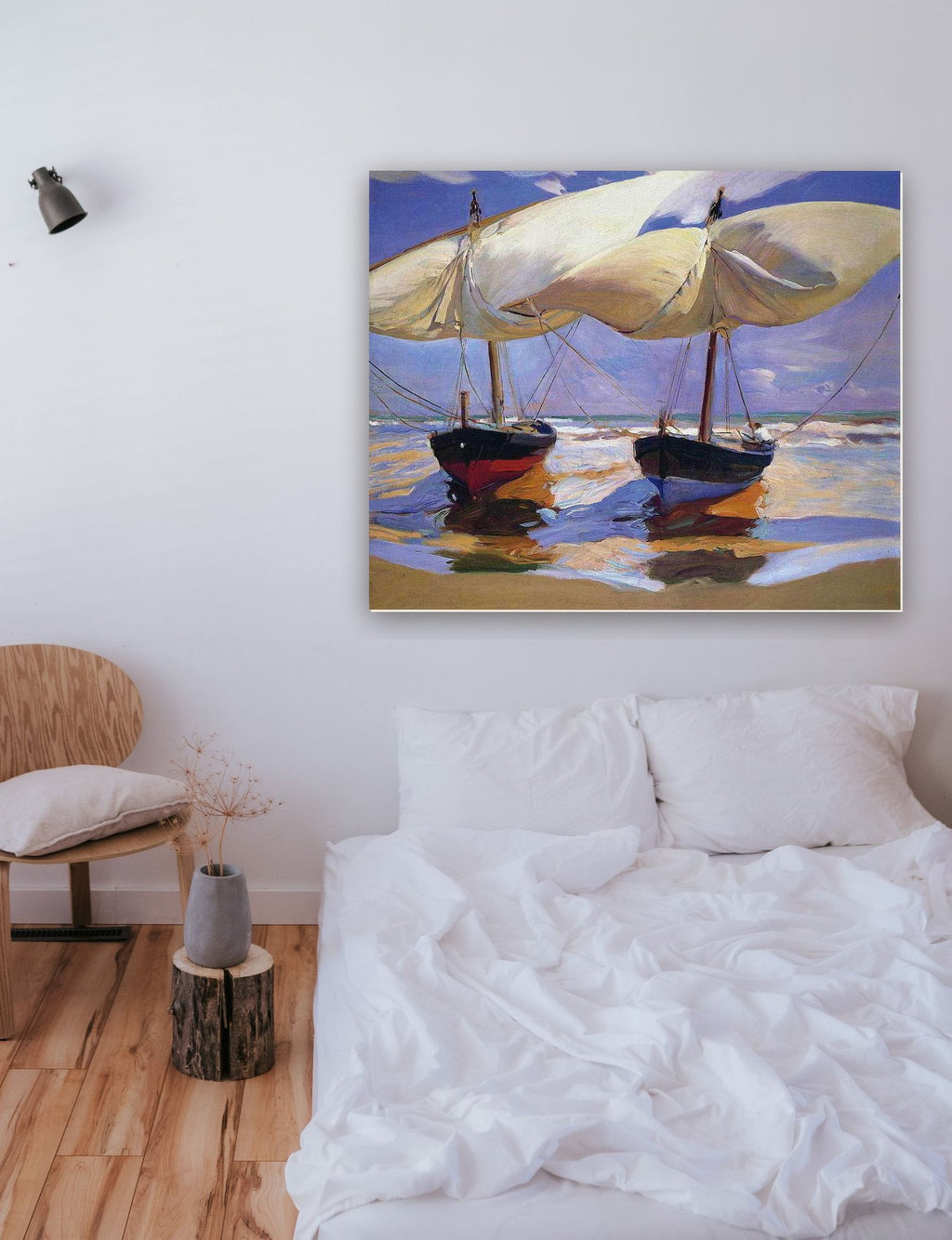 Barcos na Praia de Sorolla y Bastida na parede de um quarto