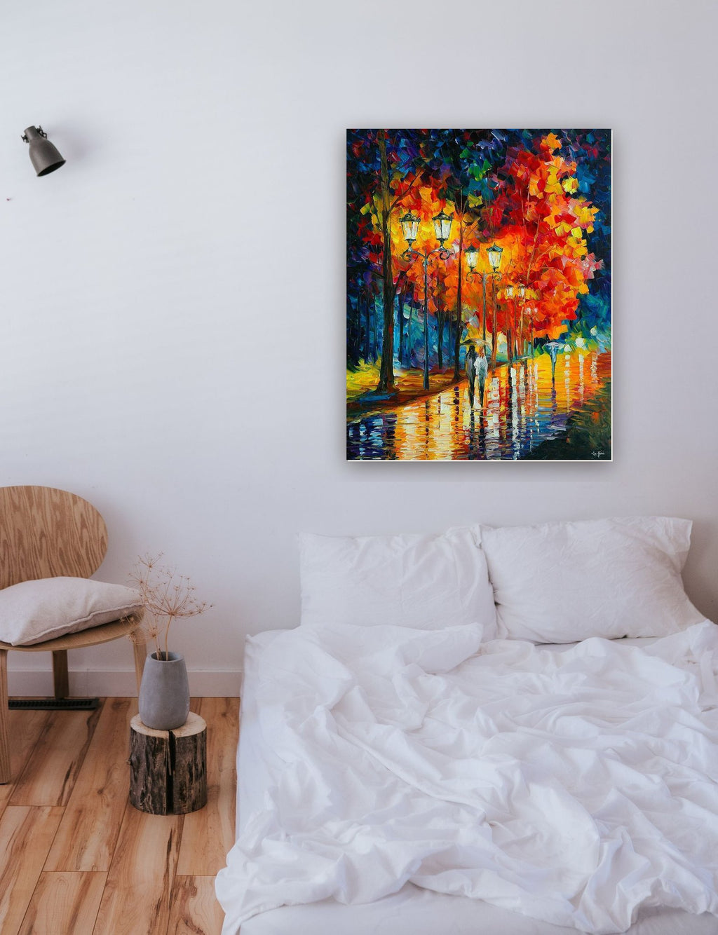 Chuva Serena de Liu Kojima na parede de um quarto