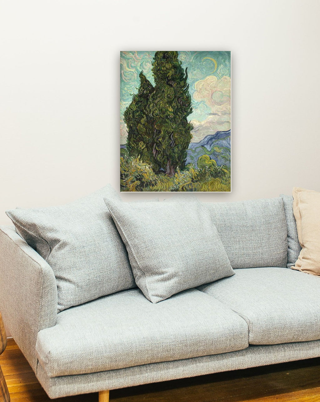 Cipreste de Vincent van Gogh na parede de uma sala