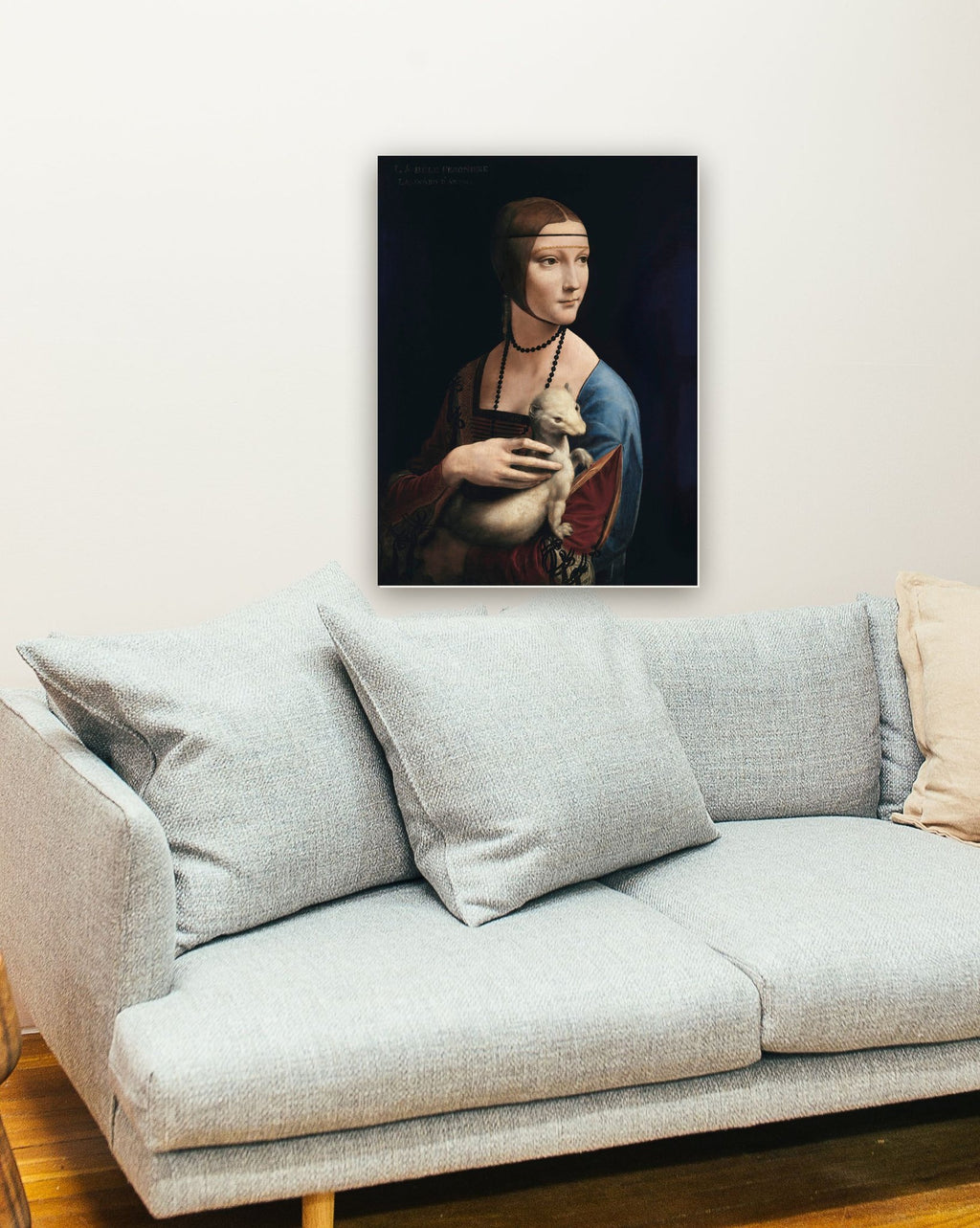 Dama com Arminho de Leonardo Da Vinci na parede de uma sala