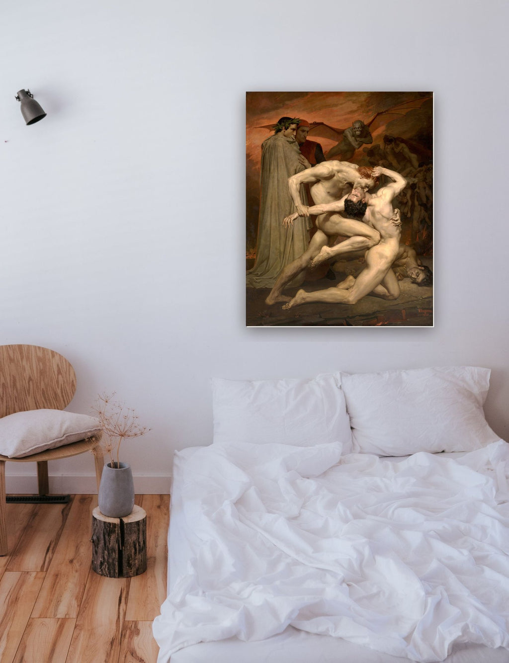 Dante e Virgílio no Inferno de William Bouguereau na parede de um quarto