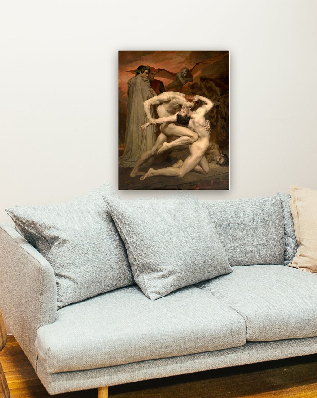 Dante e Virgílio no Inferno de William Bouguereau na parede de uma sala
