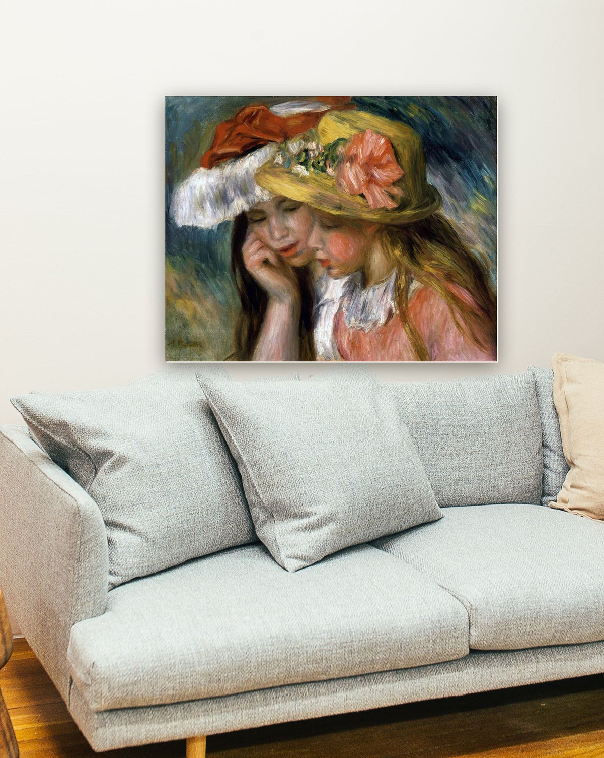 Duas Irmãs de Pierre-Auguste Renoir na parede de uma sala