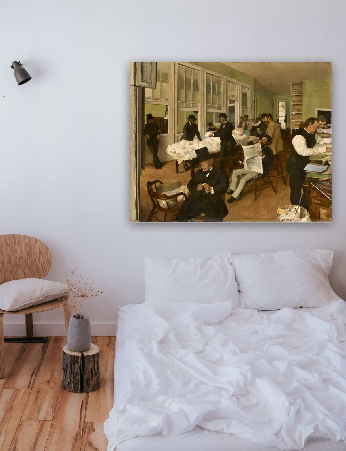 Escritório de Algodão em Nova Orleans (1873) de Edgar Degas na parede de um quarto