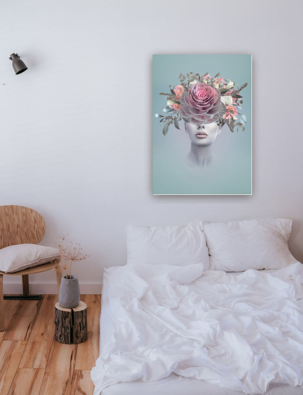 Flower Head 2 na parede de um quarto