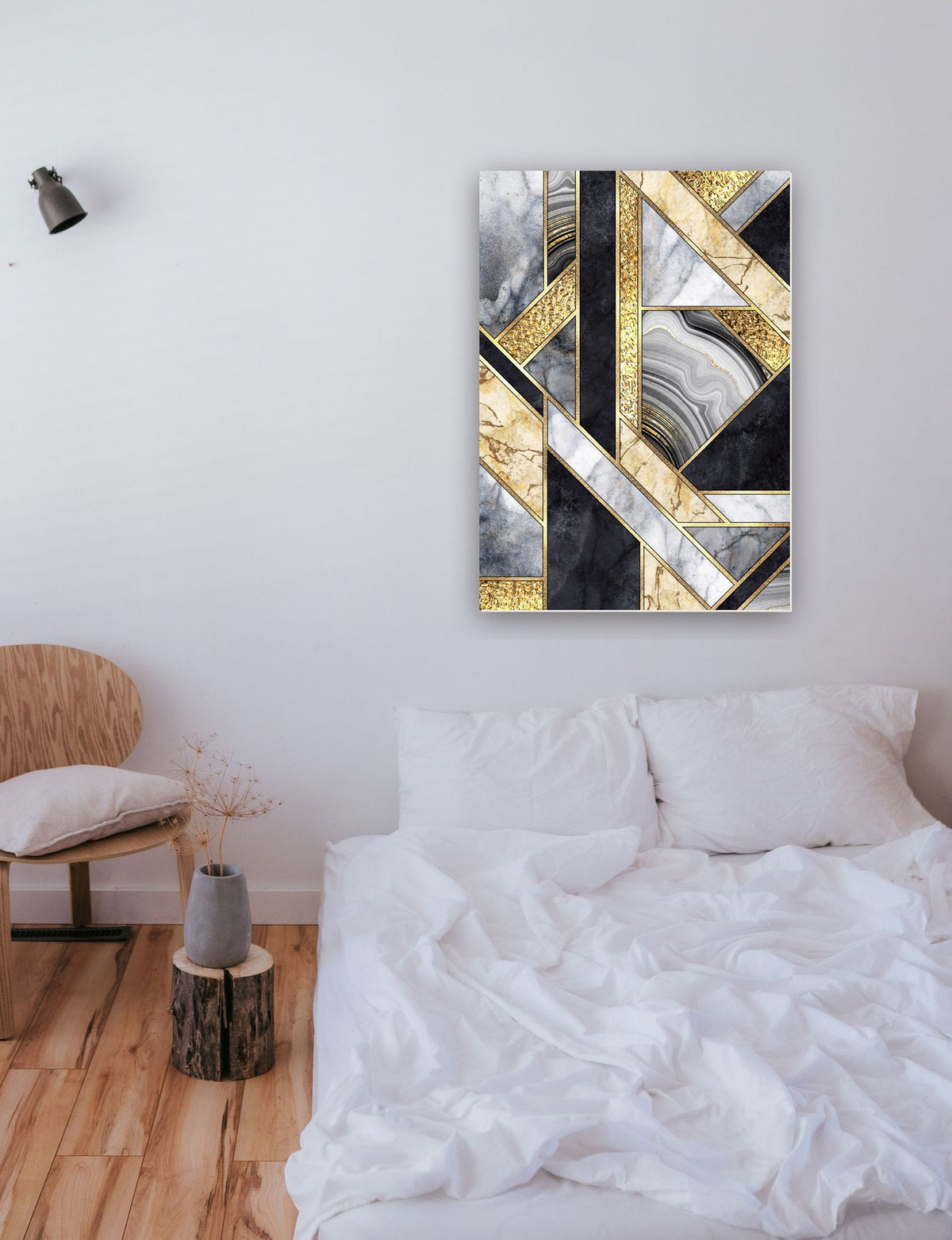Geométrico Abstrato 1 na parede de um quarto