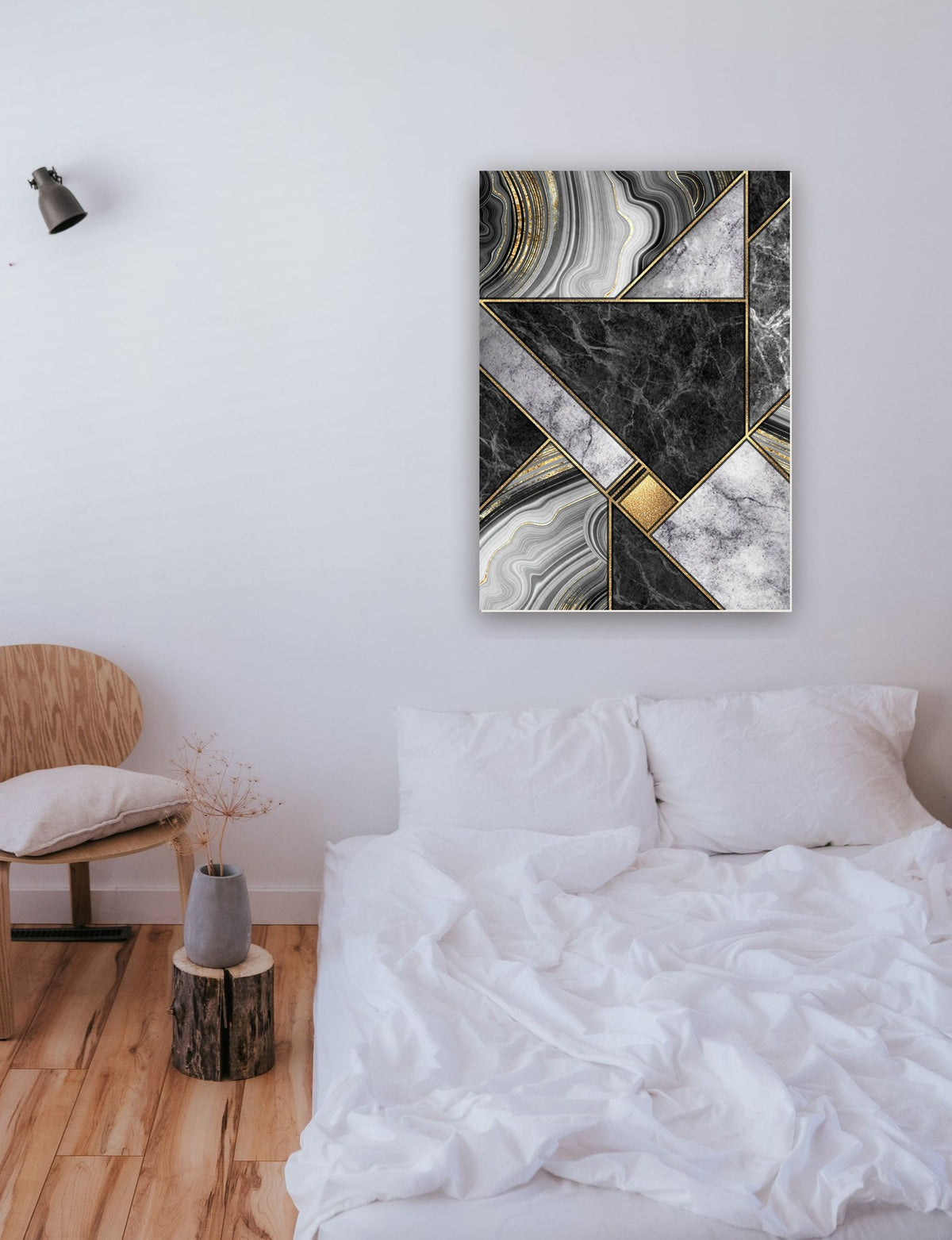 Geométrico Abstrato 10 na parede de um quarto
