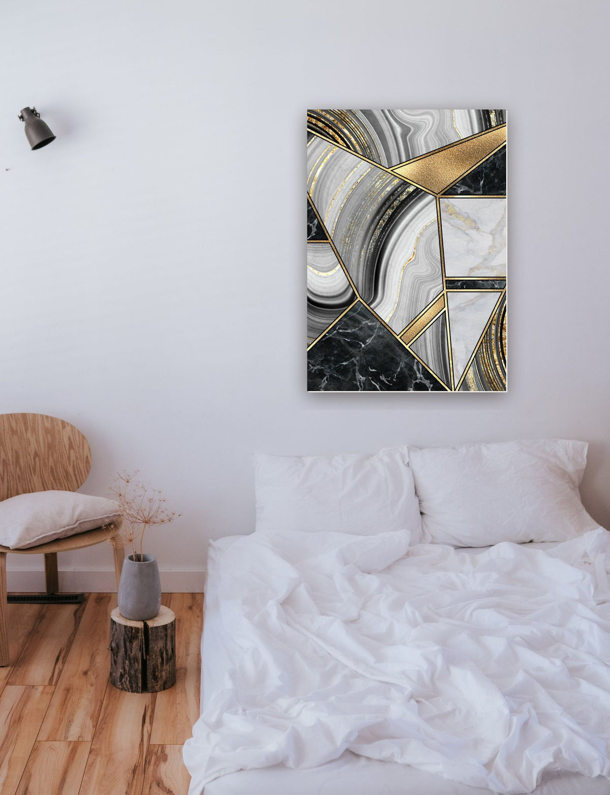 Geométrico Abstrato 13 na parede de um quarto
