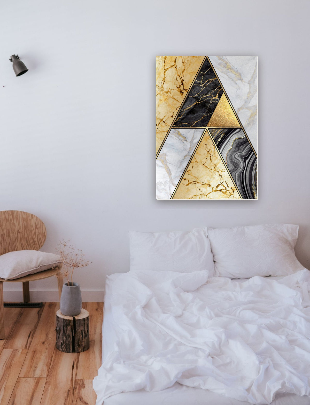 Geométrico Abstrato 15 na parede de um quarto