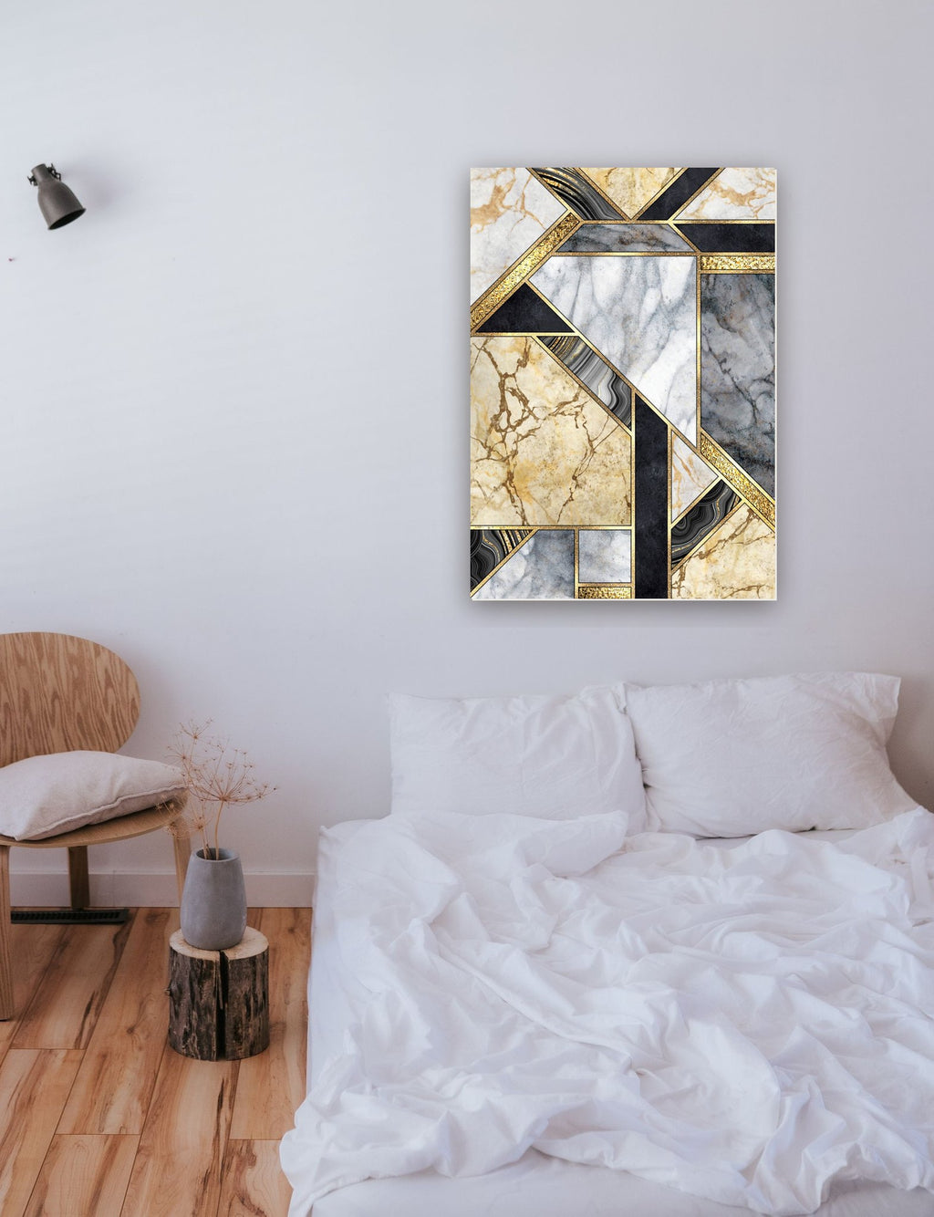 Geométrico Abstrato 18 na parede de um quarto