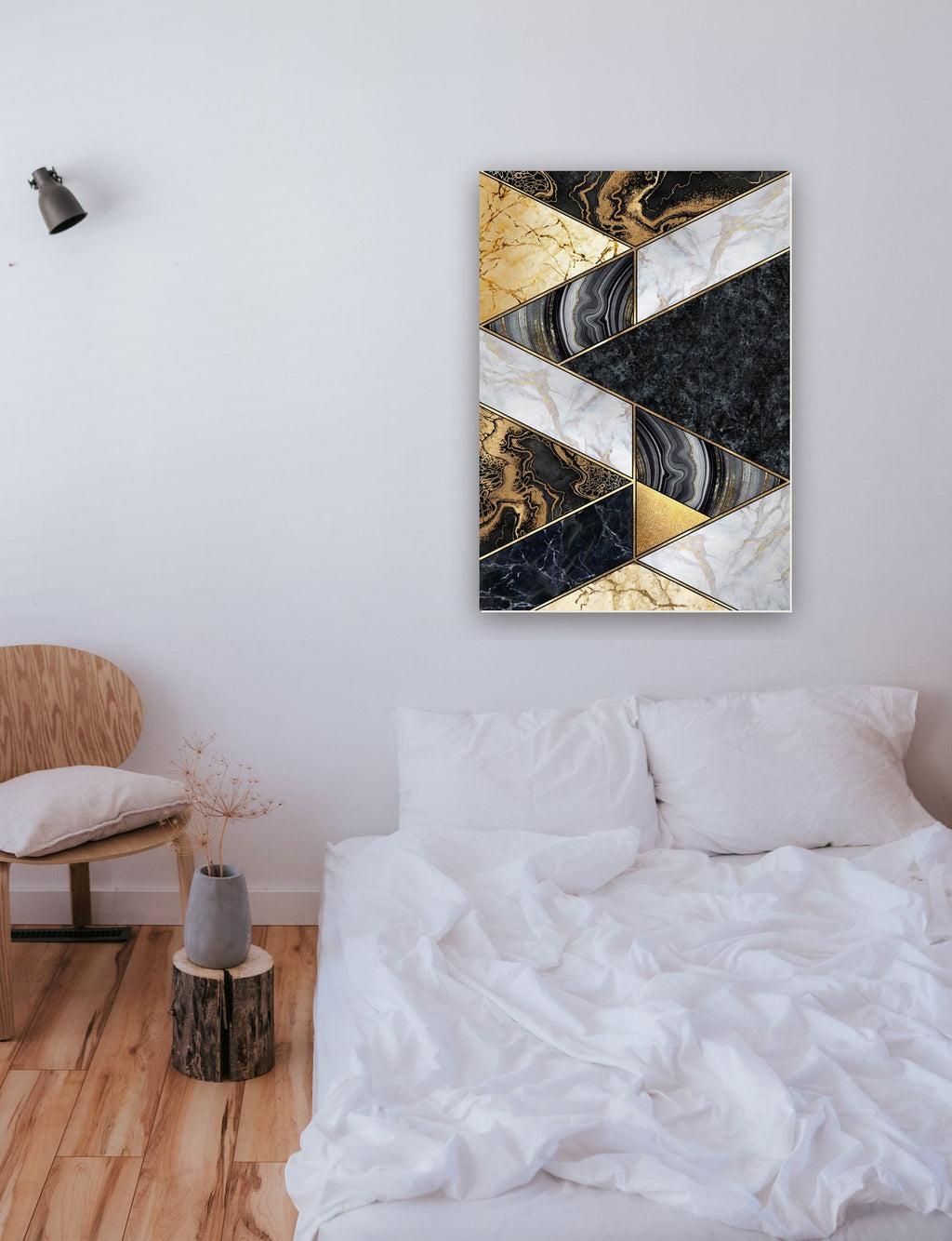 Geométrico Abstrato 20 na parede de um quarto