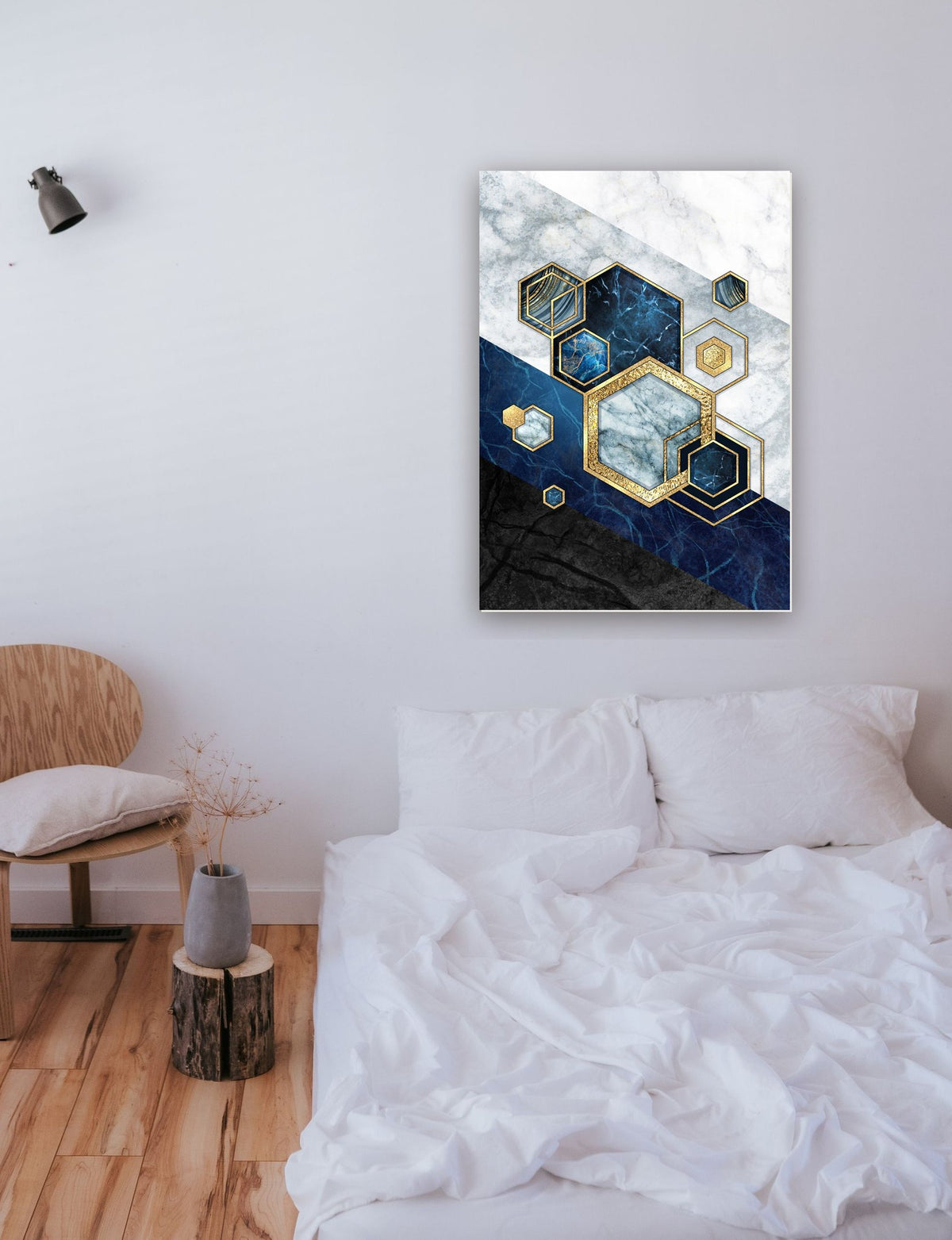 Geométrico Abstrato 21 na parede de um quarto