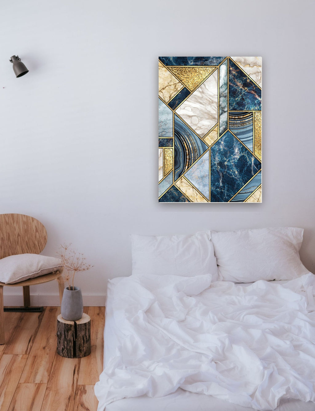 Geométrico Abstrato 22 na parede de um quarto
