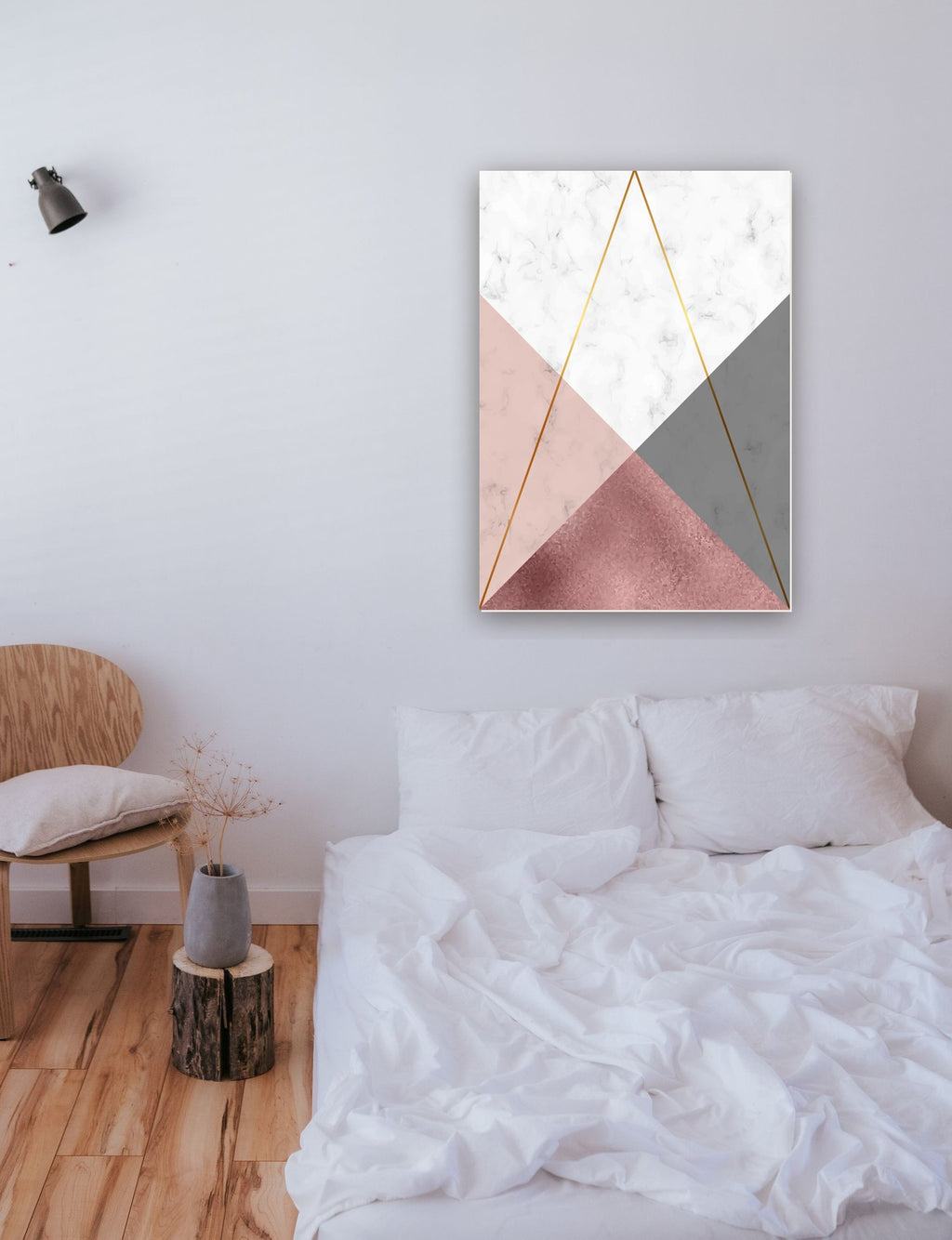 Geométrico Abstrato 24 na parede de um quarto