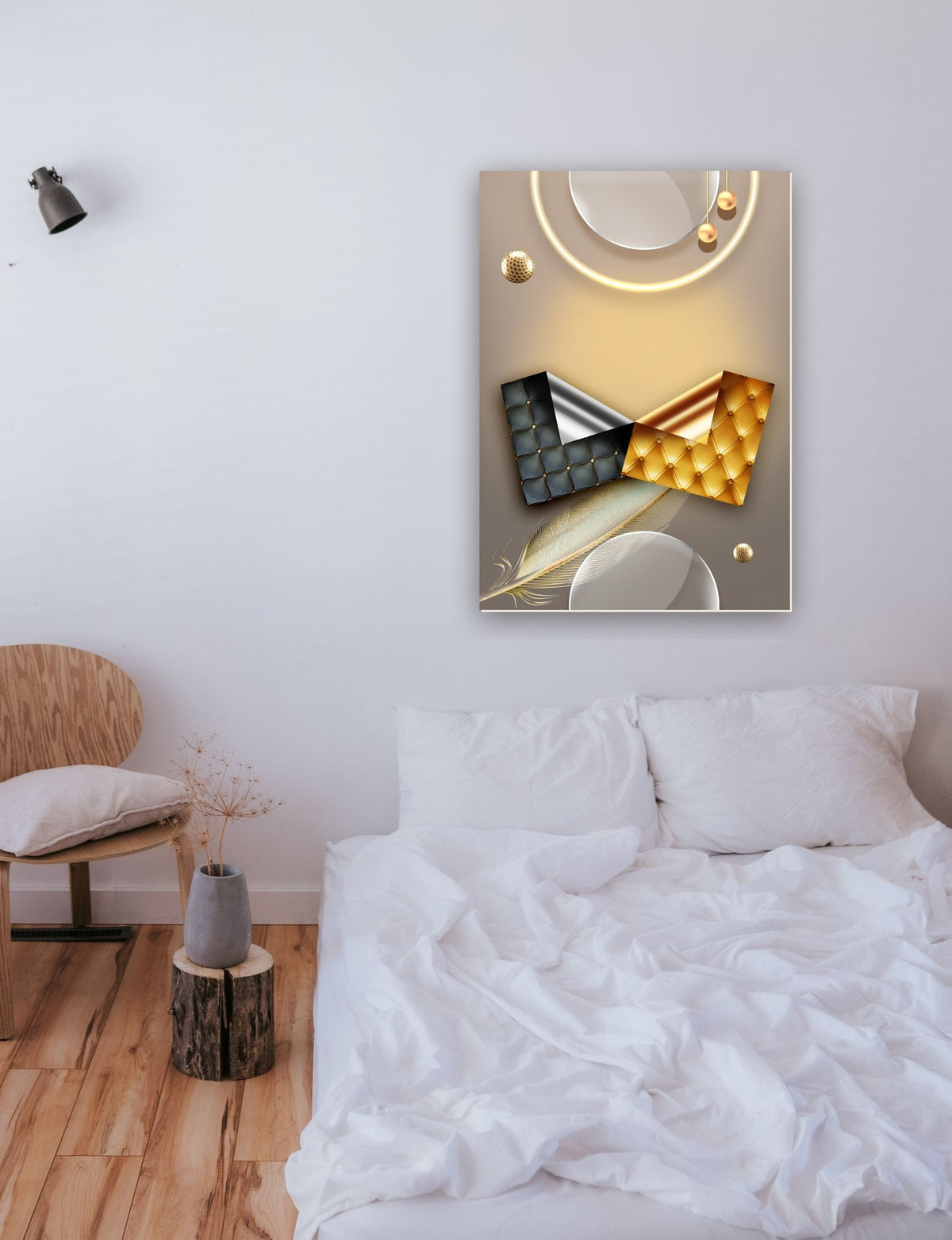 Geométrico Abstrato 30 na parede de um quarto
