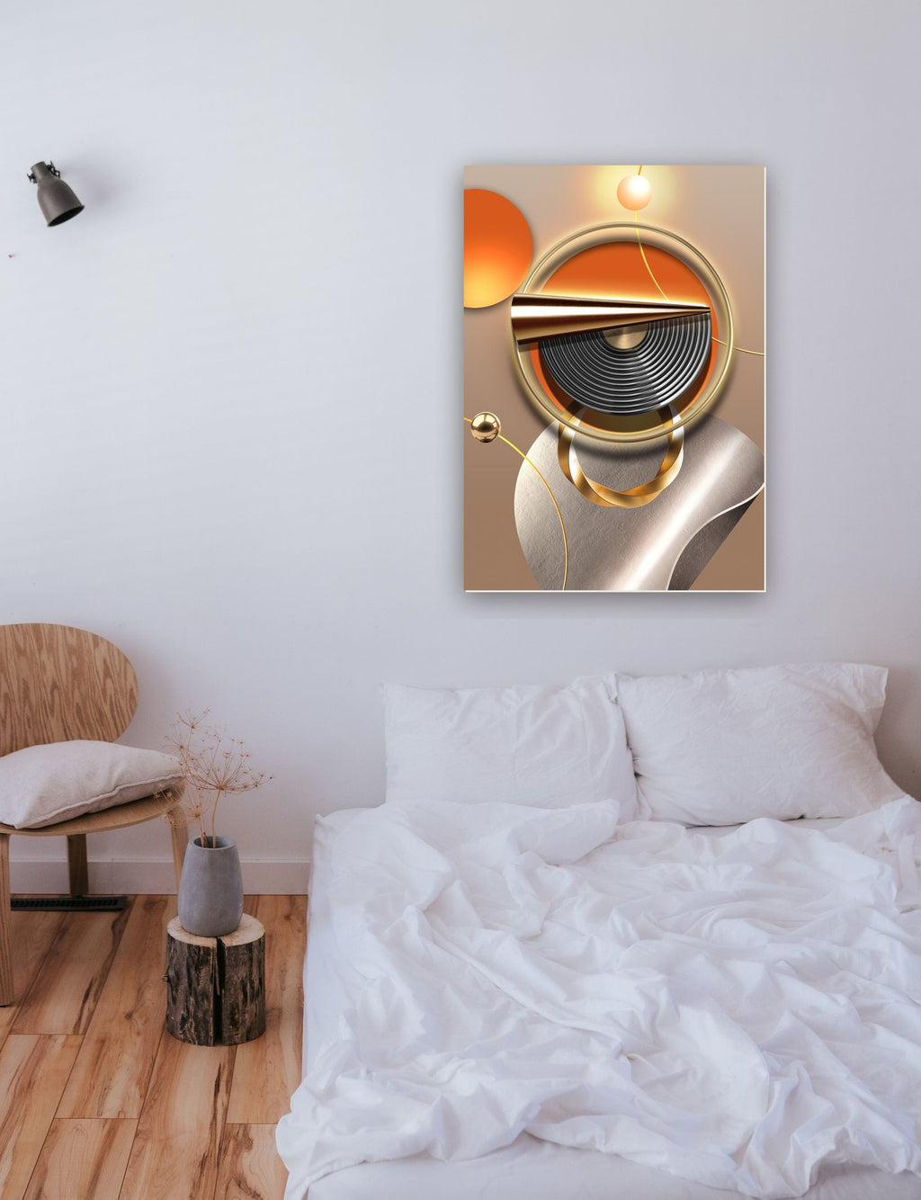 Geométrico Abstrato 32 na parede de um quarto