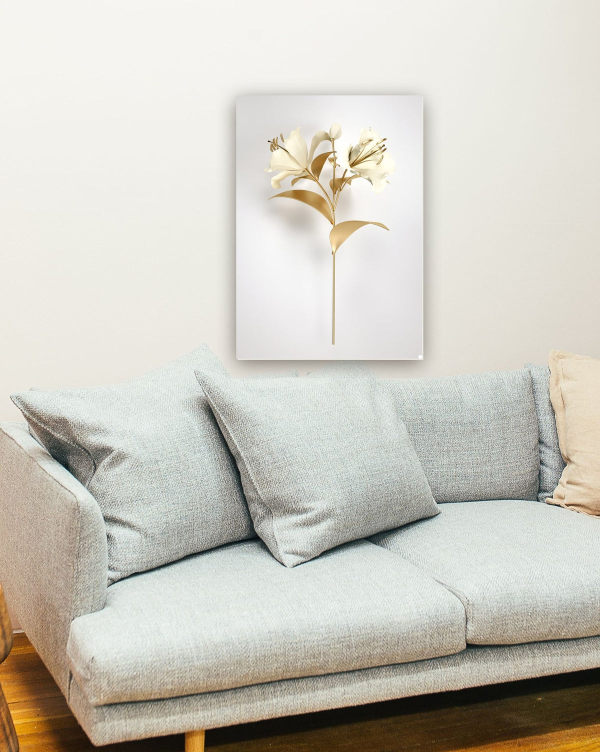 Golden Flower 1 na parede de uma sala