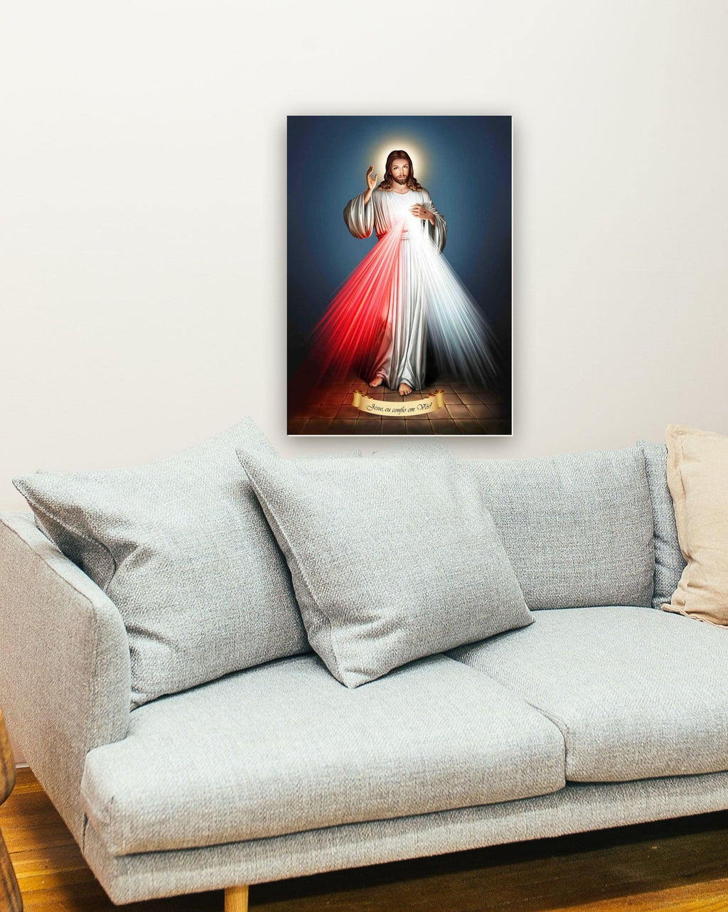 Jesus Misericordioso na parede de uma sala