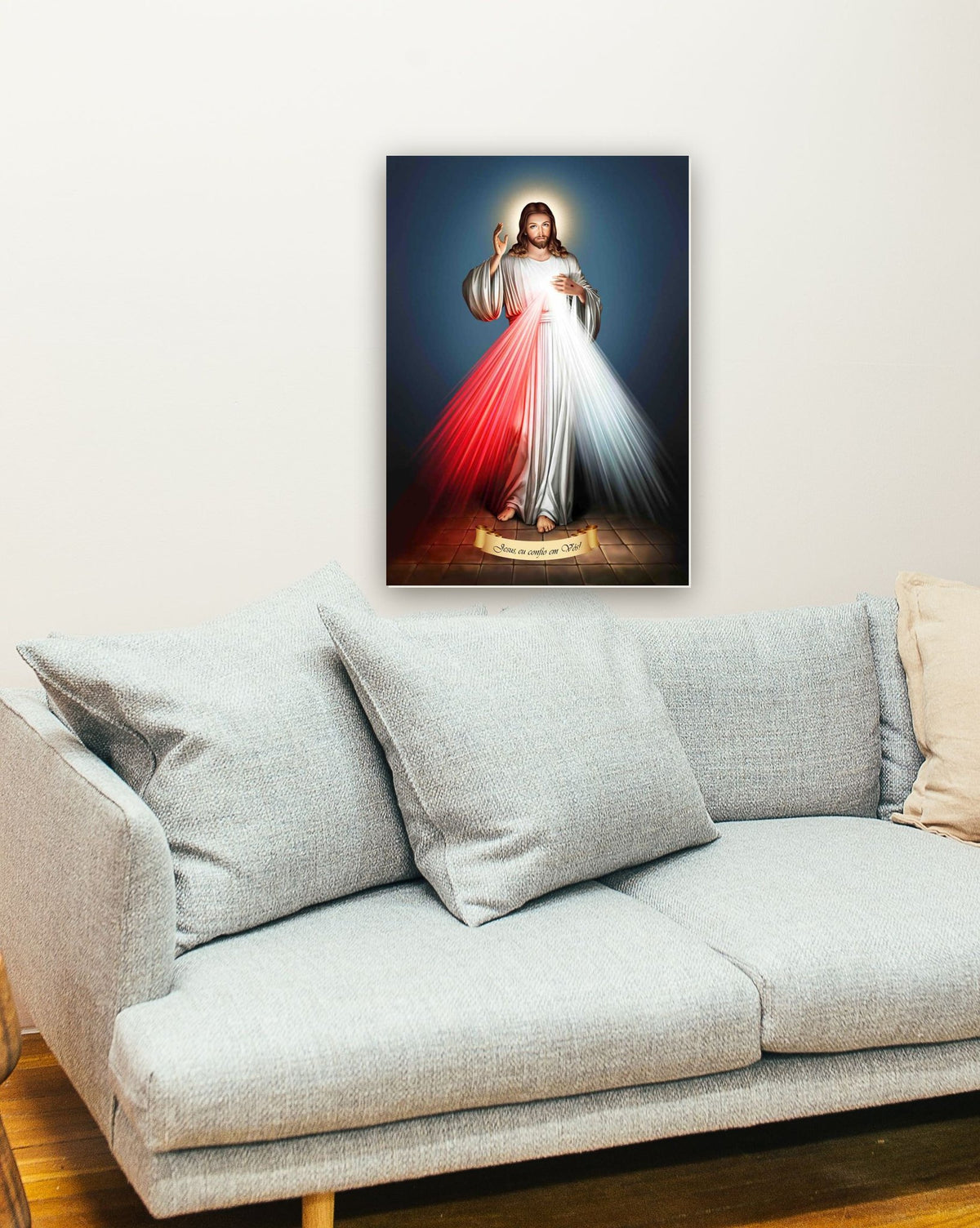 Jesus Misericordioso na parede de uma sala