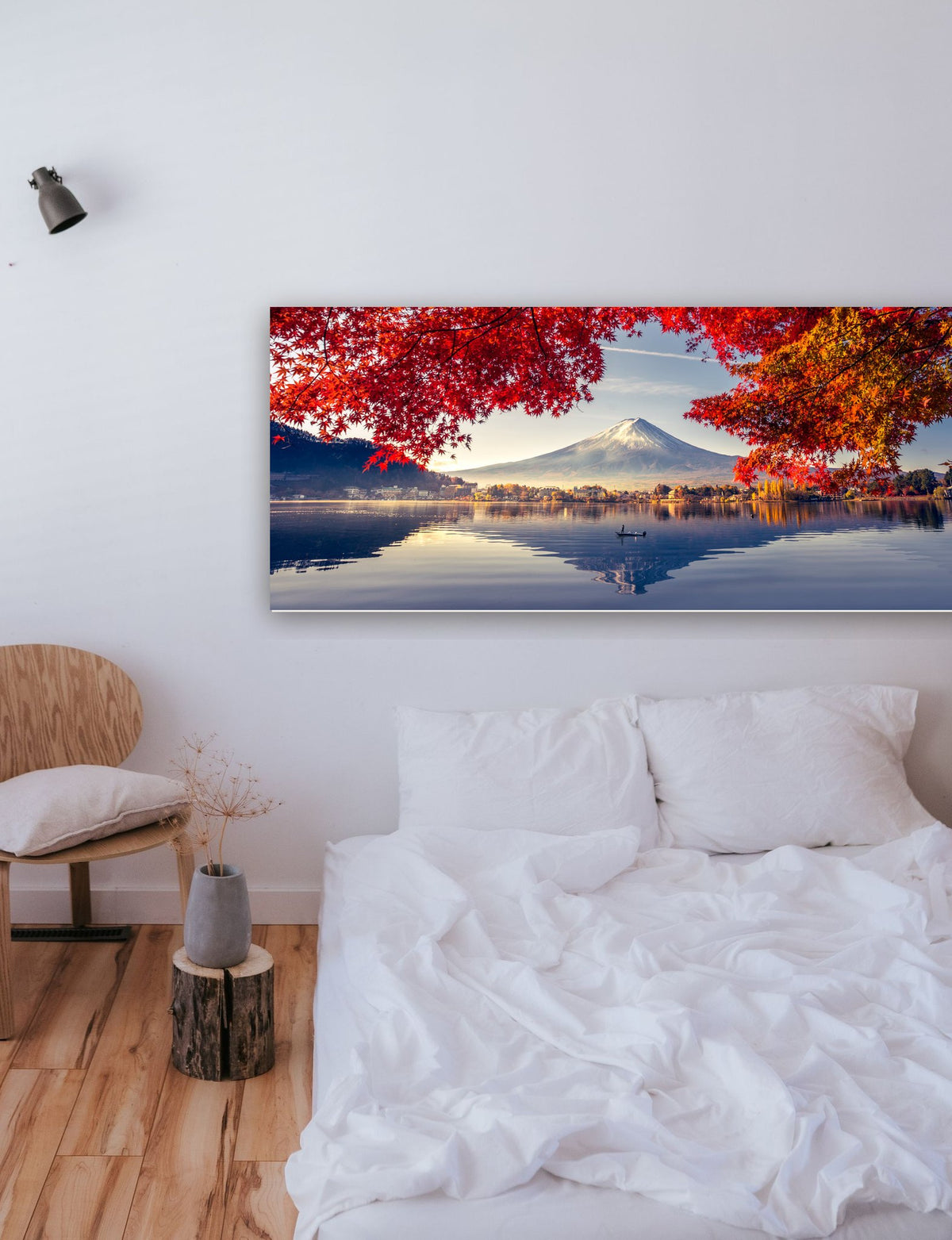 Monte Fuji, lago Kawaguchiko - Japão. na parede de um quarto
