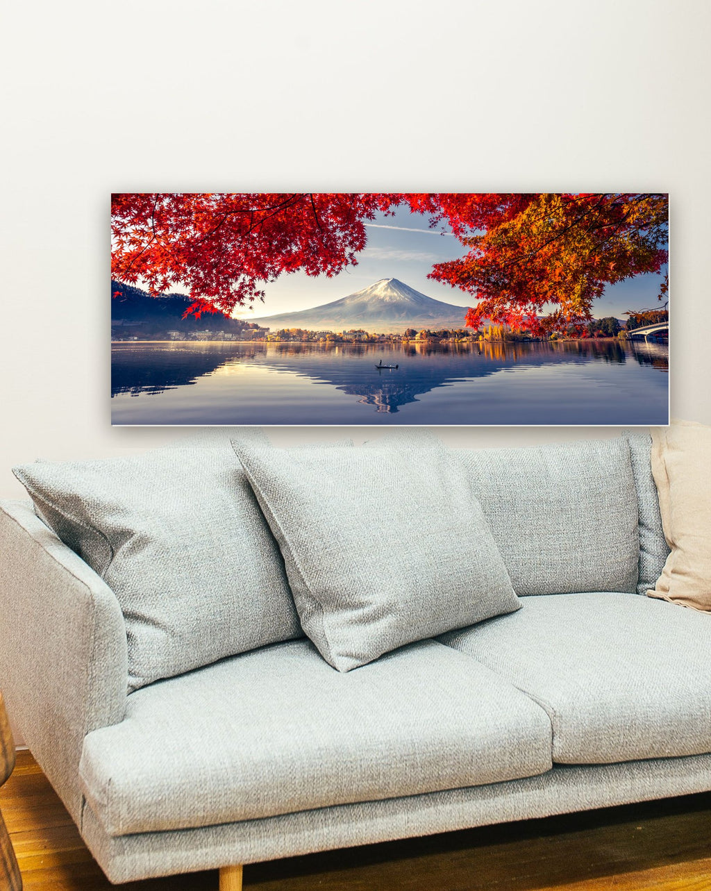 Monte Fuji, lago Kawaguchiko - Japão. na parede de uma sala
