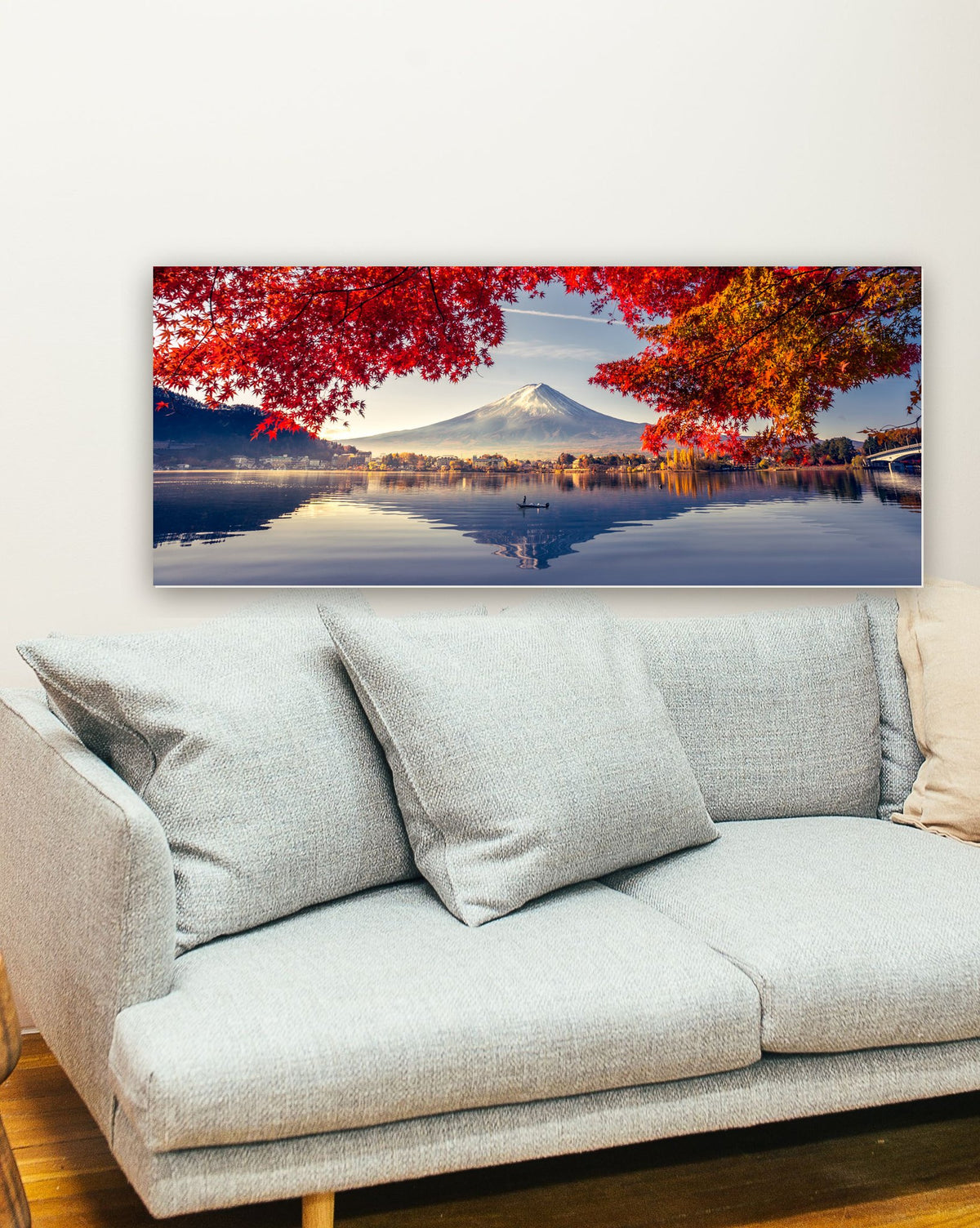 Monte Fuji, lago Kawaguchiko - Japão. na parede de uma sala