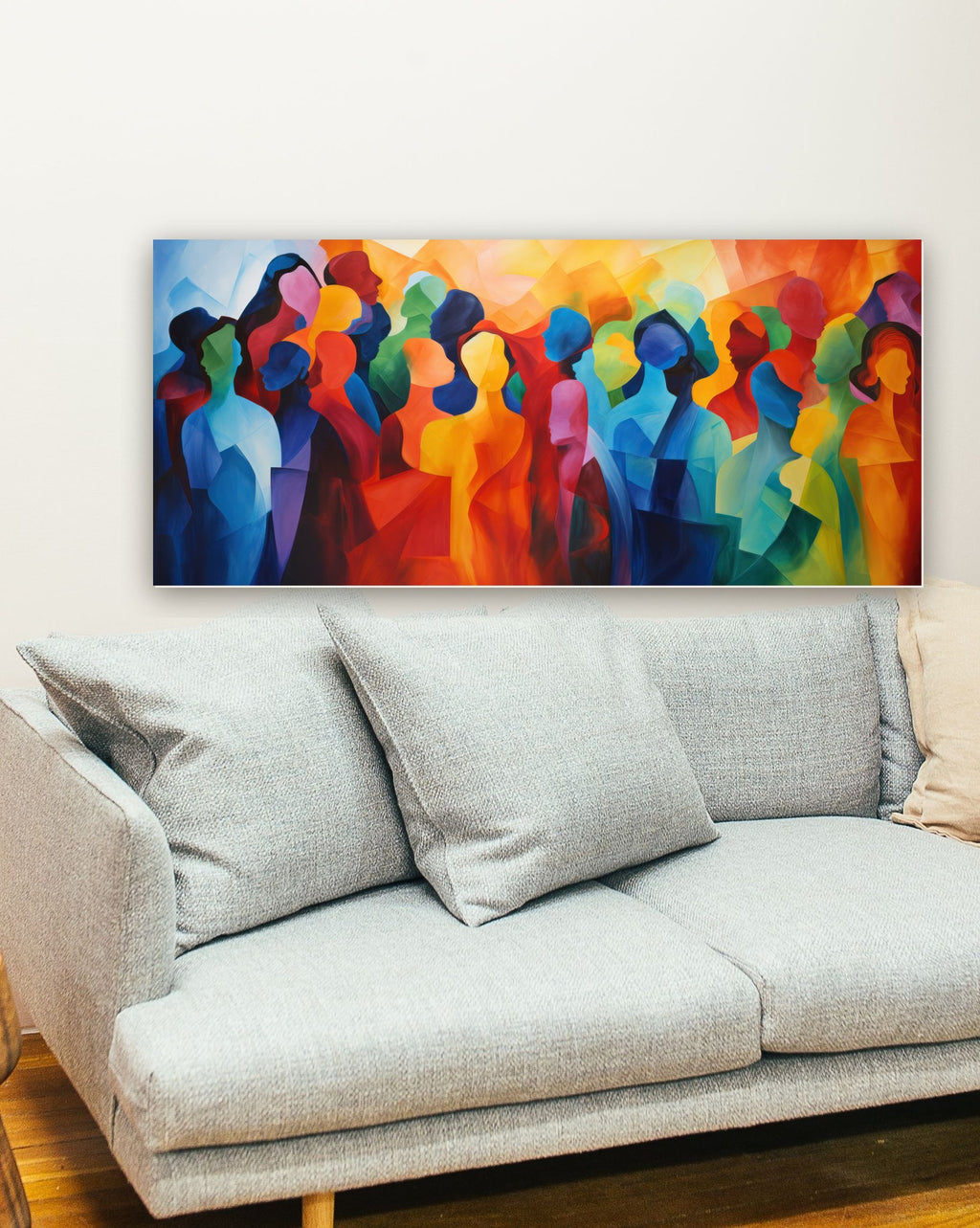 Multidão Abstrata na parede de uma sala