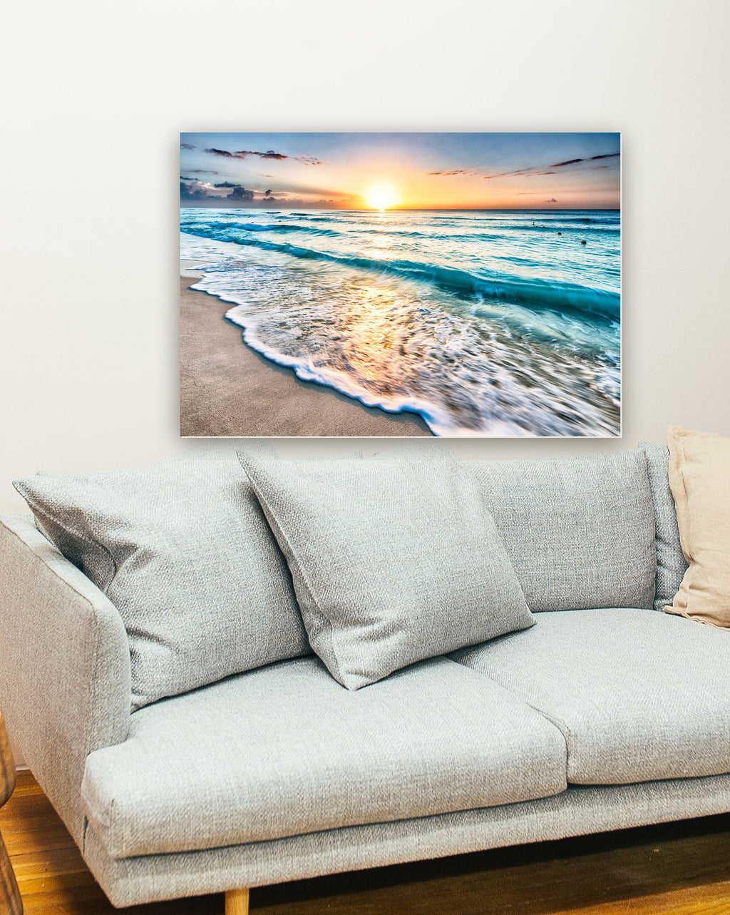 Nascer do sol na praia em Cancún, México na parede de uma sala