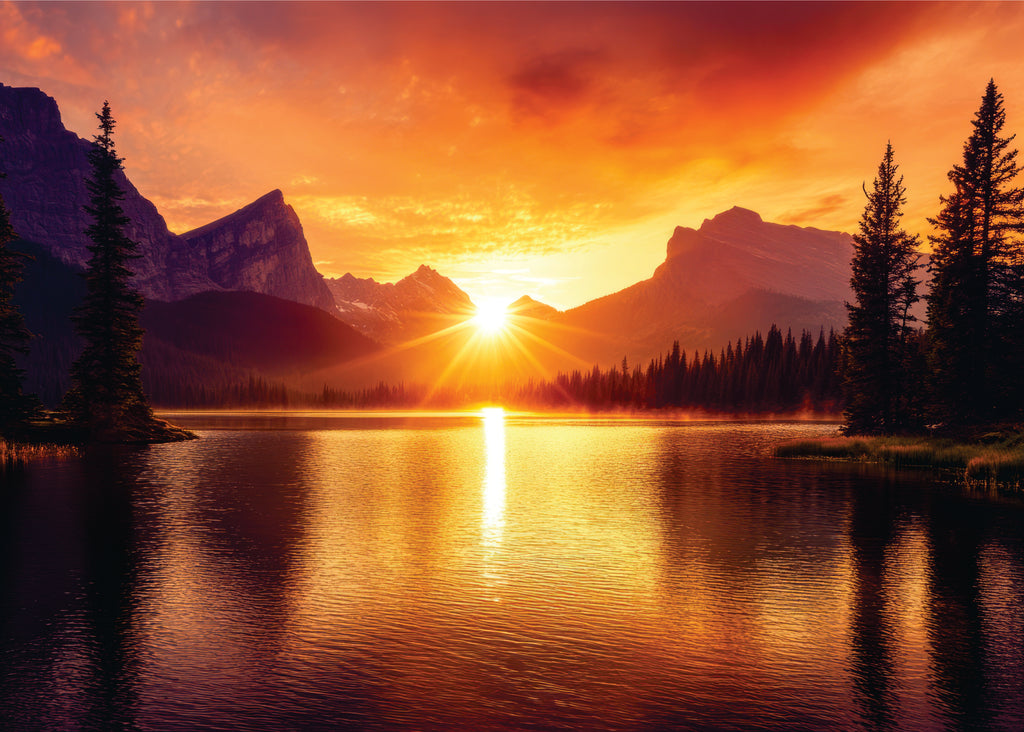 Nascer do sol sobre o lago
