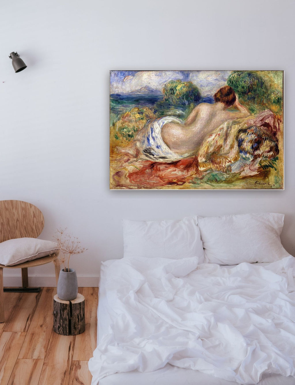 Nu na Paisagem de Pierre-Auguste Renoir na parede de um quarto