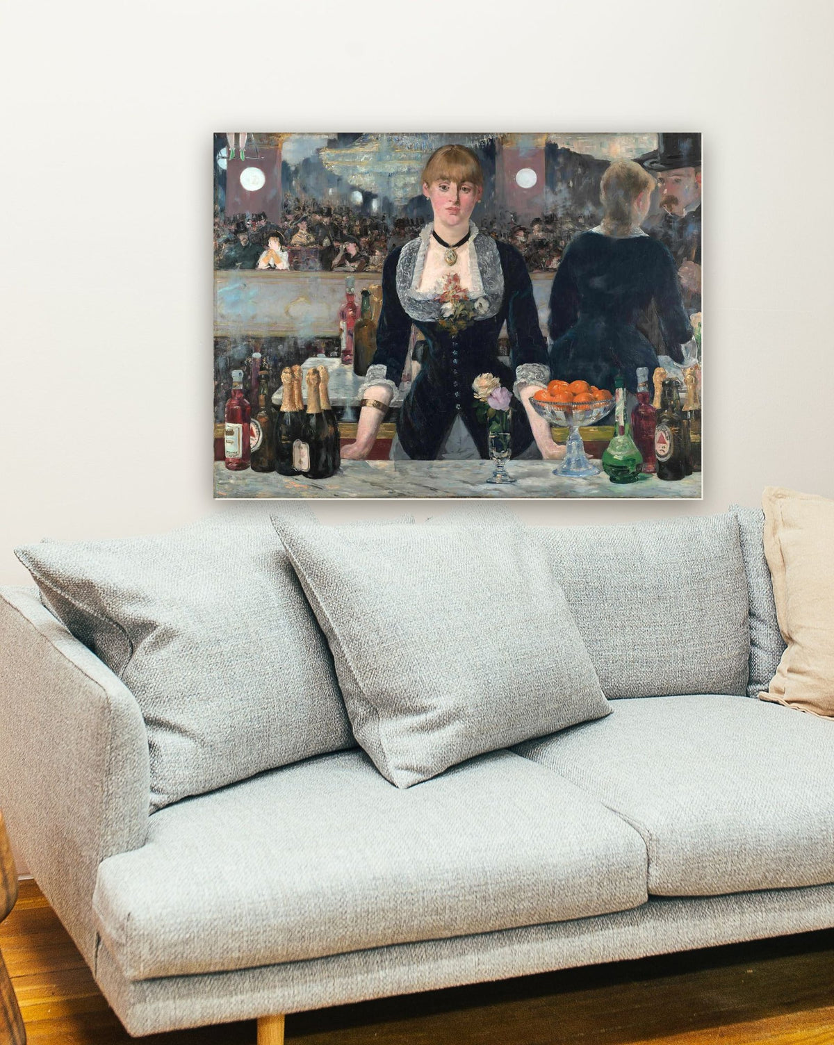 O Bar no Folies-Bergère de Édouard Manet na parede de uma sala