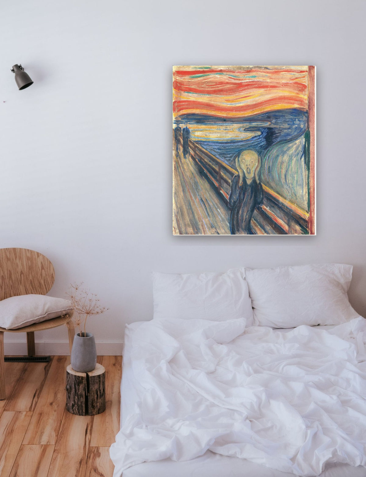 O Grito (1893) de Edvard Munch na parede de um quarto