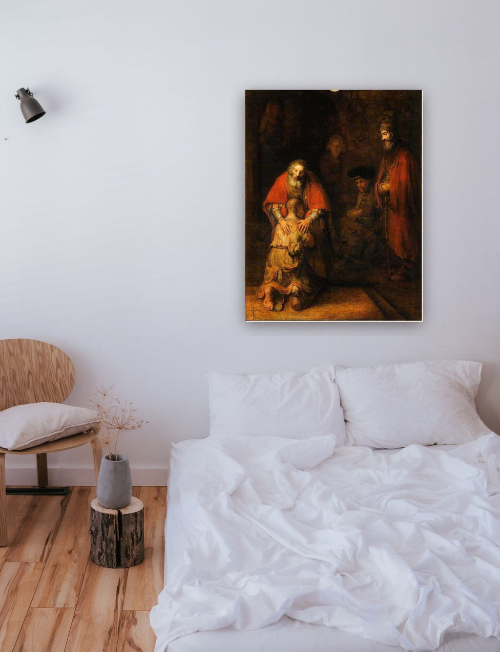 O Retorno do Filho Pródigo de Rembrandt na parede de um quarto