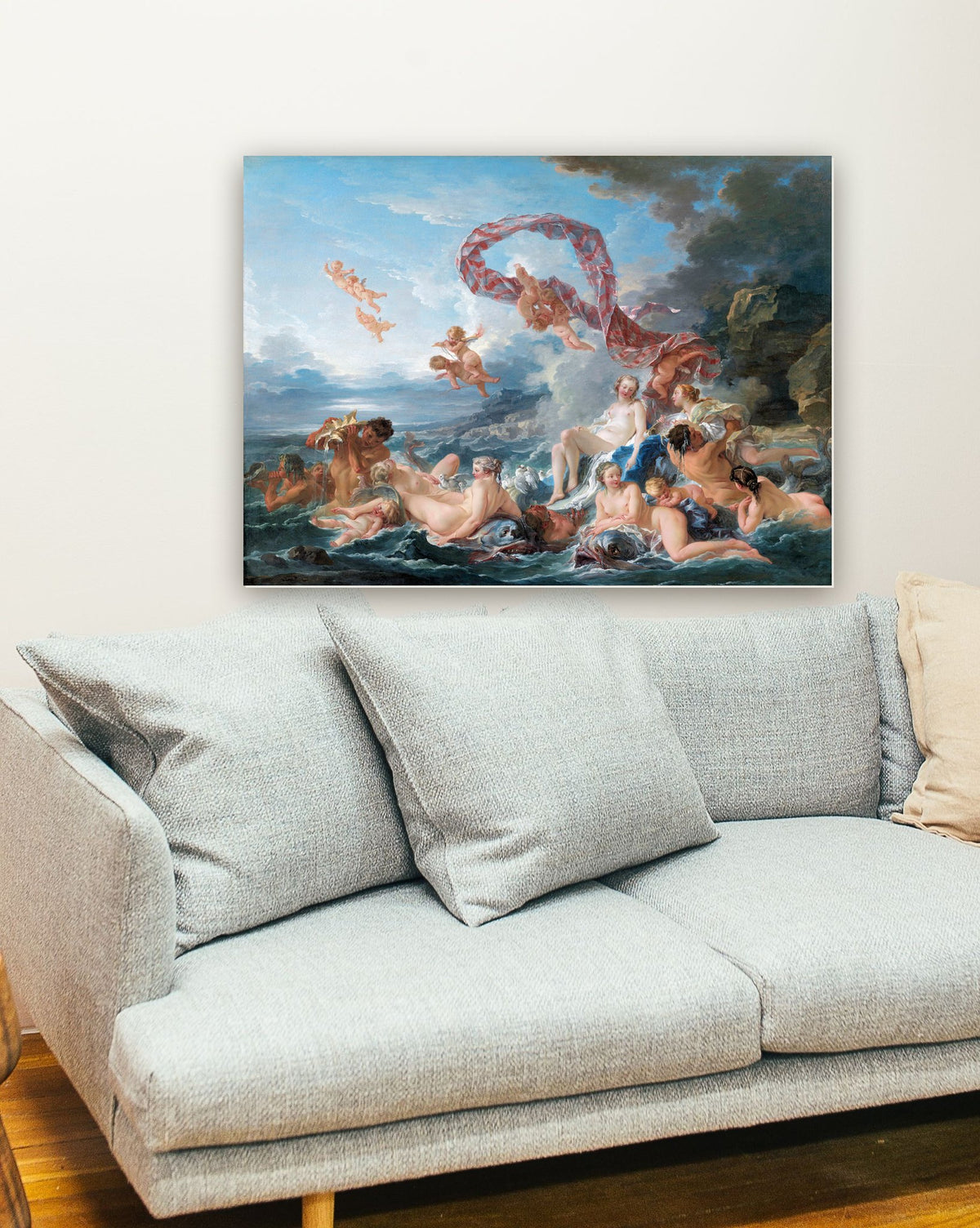 O Triunfo de Vênus (1740) de François Boucher na parede de uma sala