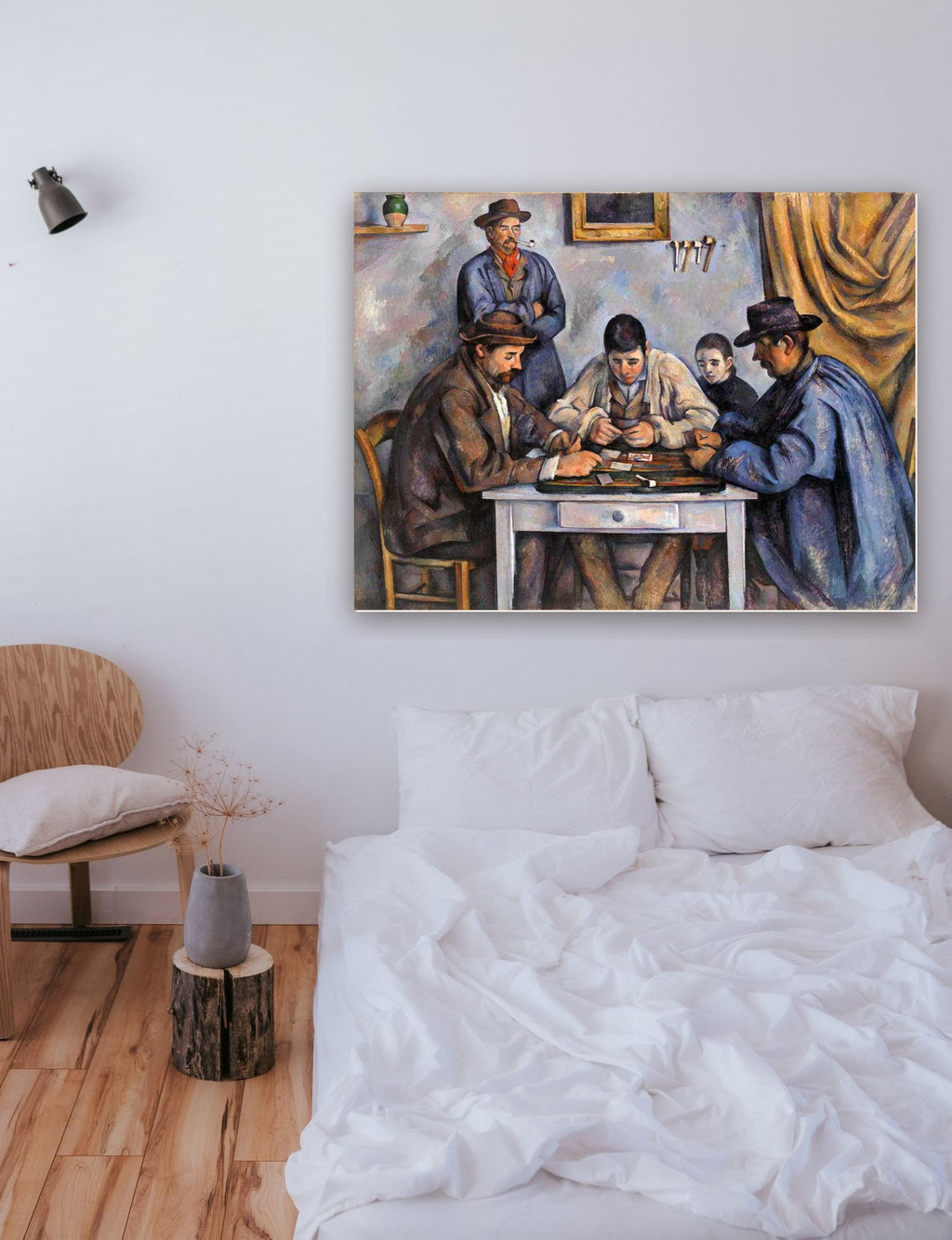 Os Jogadores de Cartas (1890) de Paul Cézanne na parede de um quarto