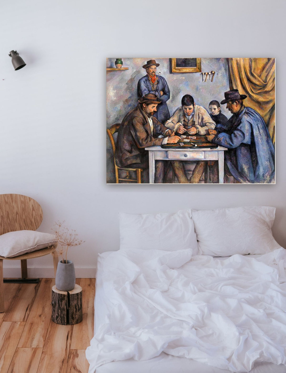 Os Jogadores de Cartas (1890) de Paul Cézanne na parede de um quarto