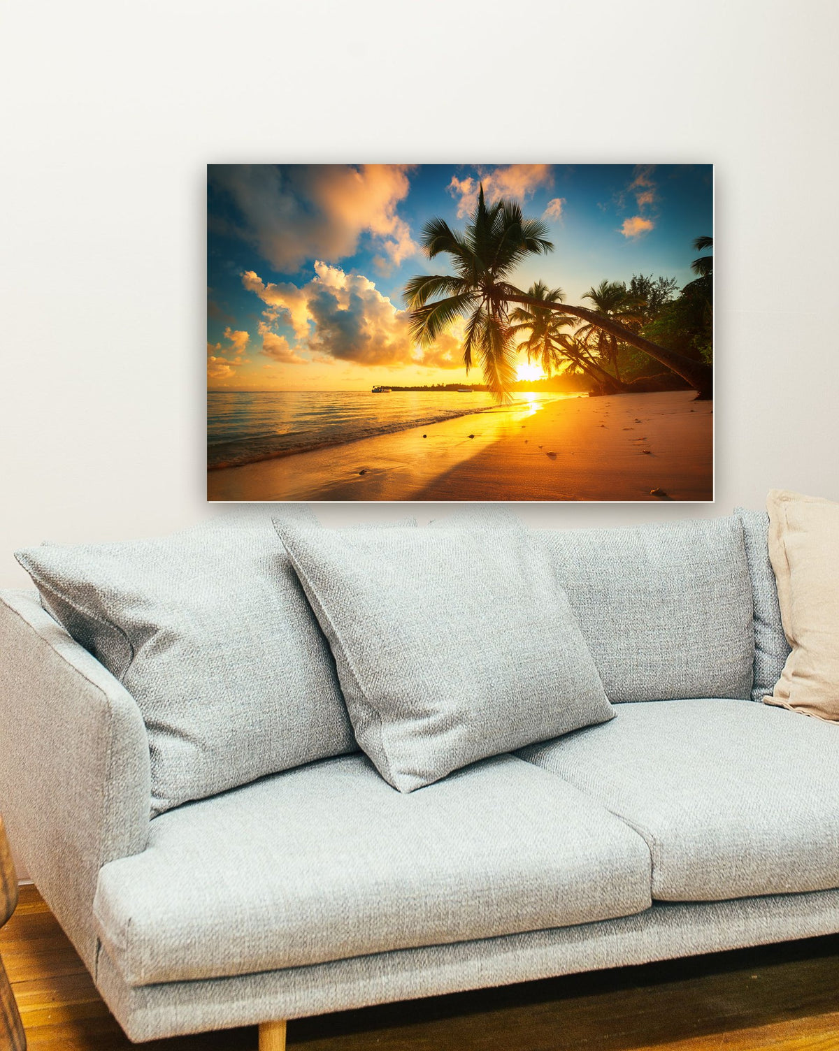 Pôr do sol na praia 2 na parede de uma sala
