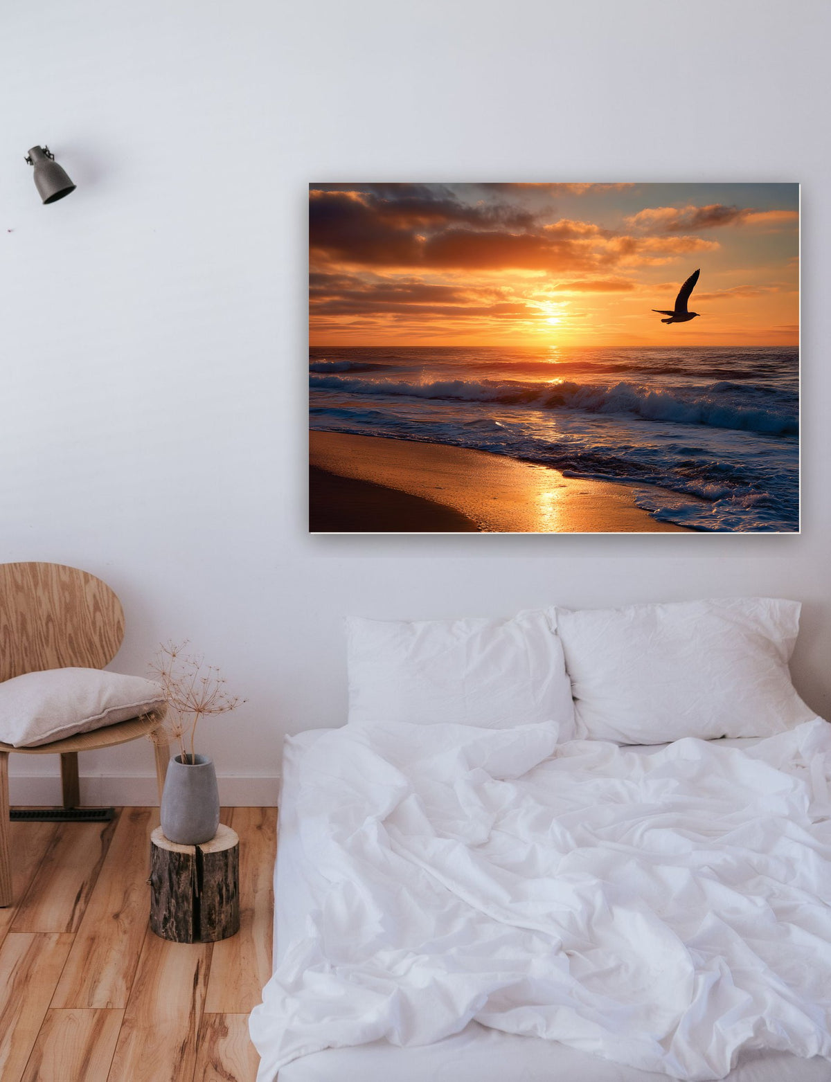 Pôr do sol na praia 3 na parede de um quarto