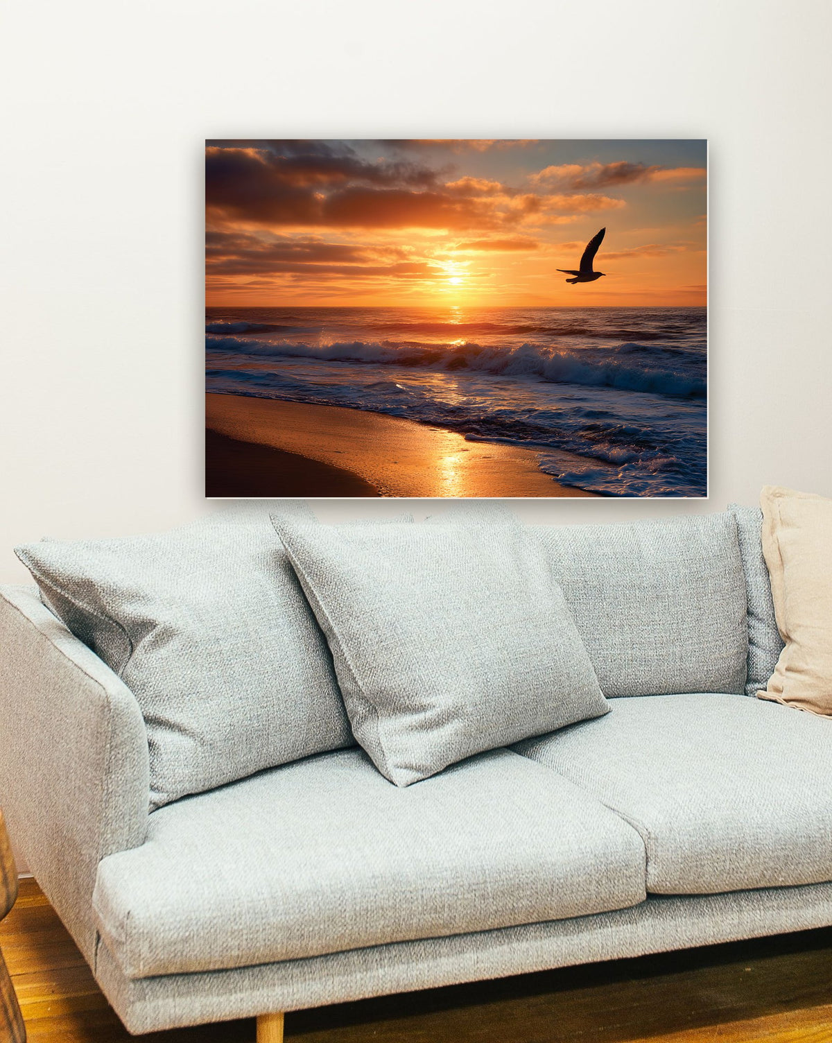 Pôr do sol na praia 3 na parede de uma sala