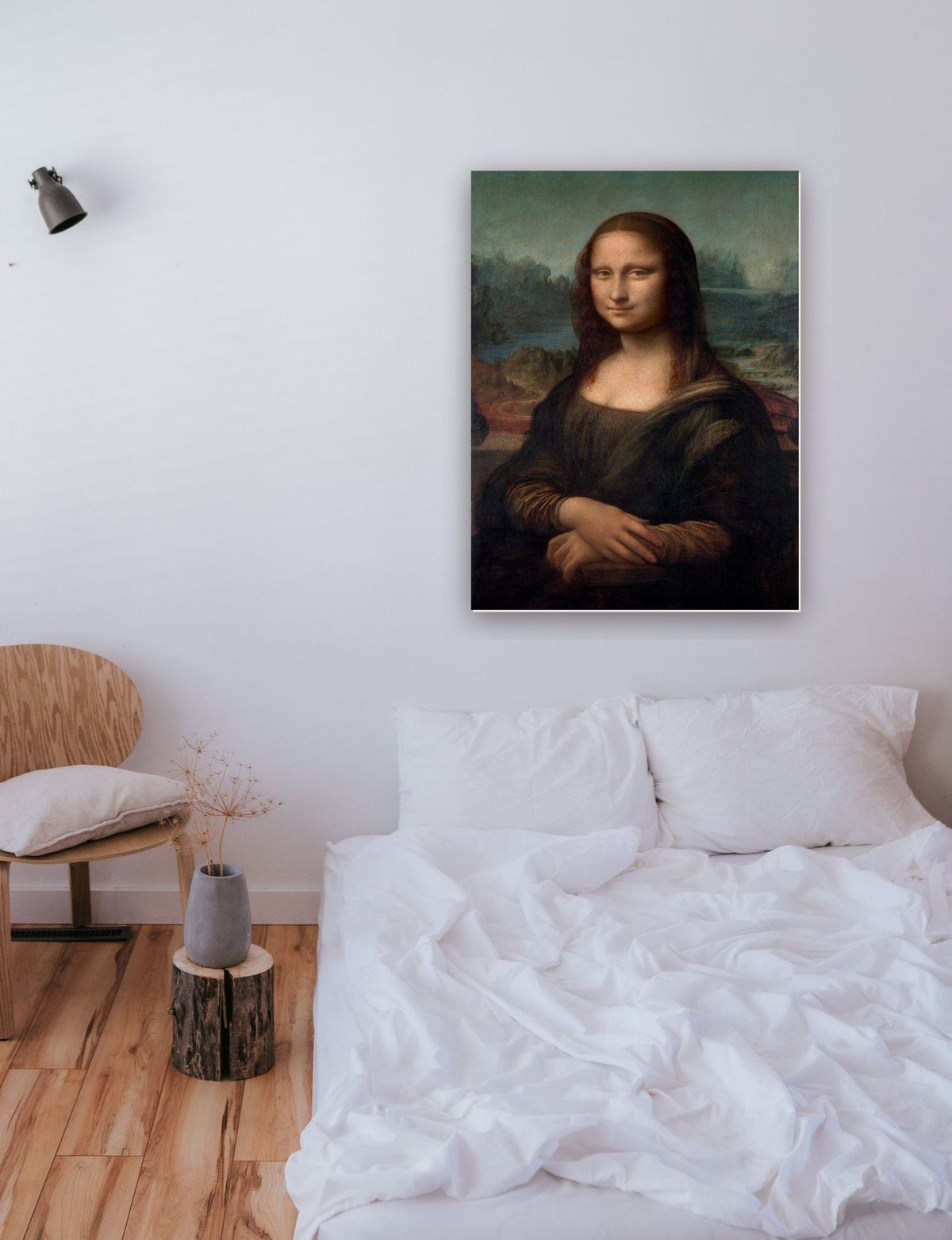 Mona Lisa de Leonardo Da Vinci na parede de um quarto