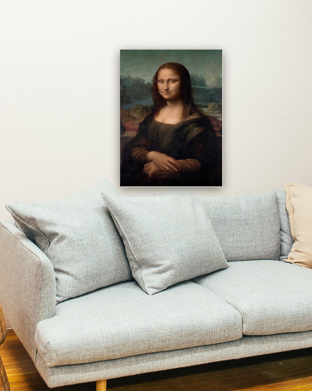 Mona Lisa de Leonardo Da Vinci na parede de uma sala