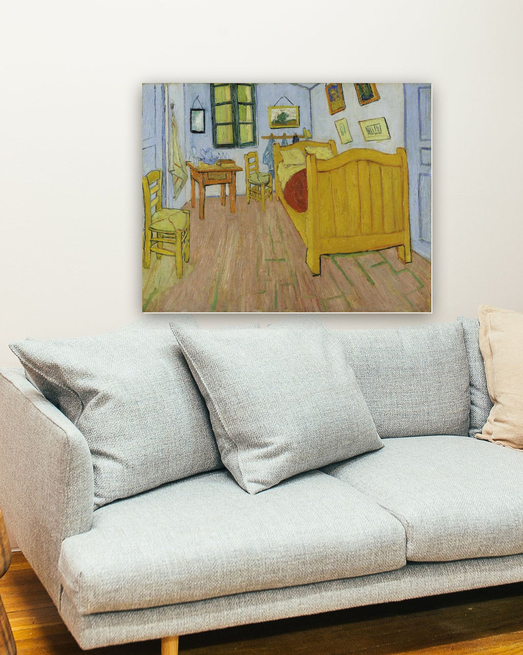 Quarto em Arles de Vincent van Gogh na parede de uma sala