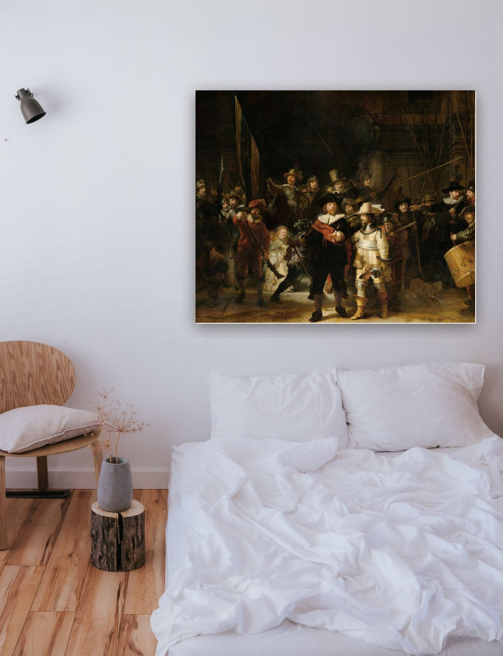 Ronda Noturna de Rembrandt na parede de um quarto