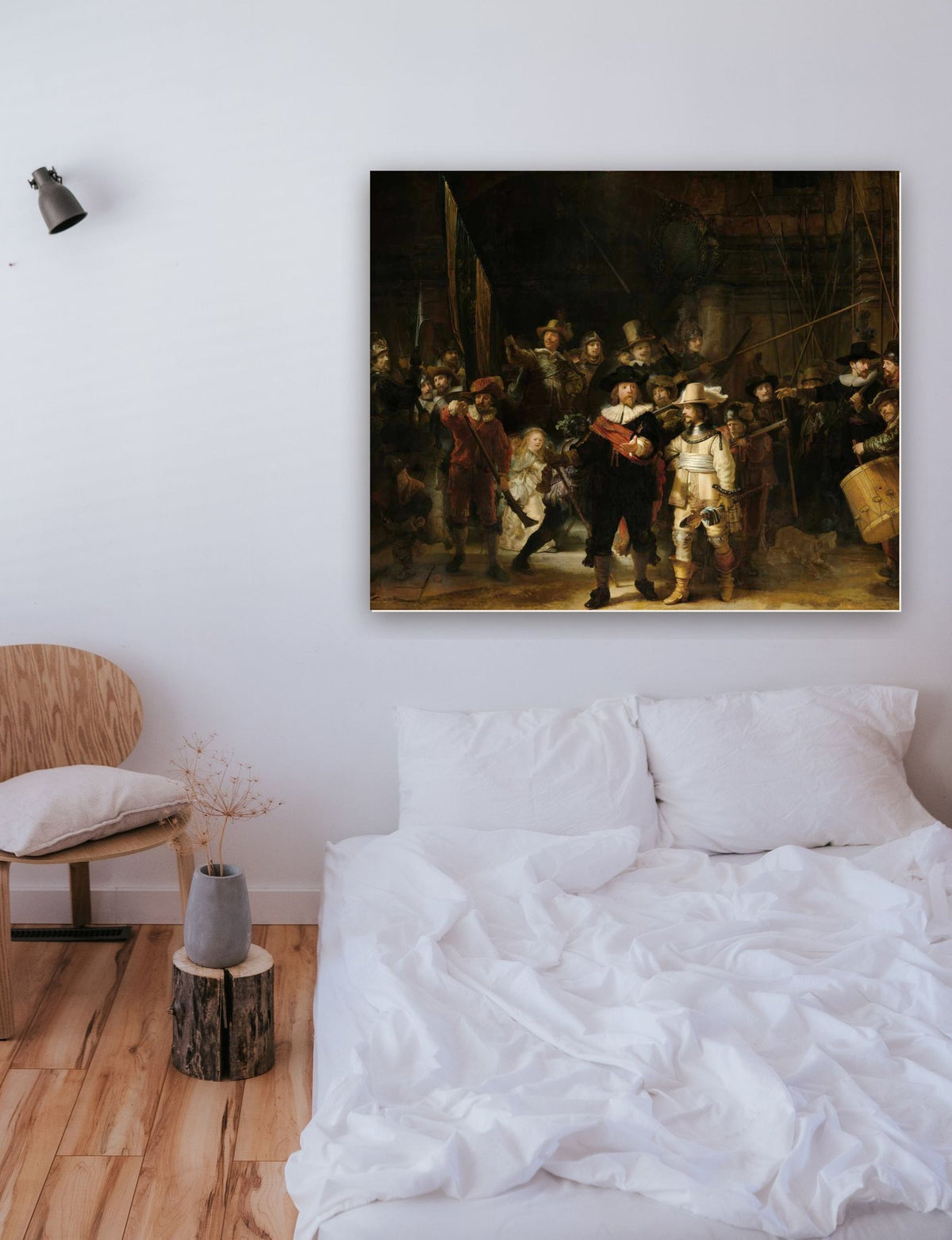 Ronda Noturna de Rembrandt na parede de um quarto